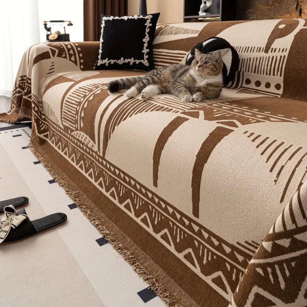 Stylish and Cosy Sofa Throw with Geometric Mystic Lines Design