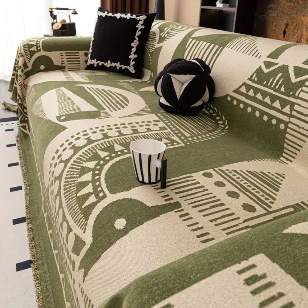 Stylish and Cosy Sofa Throw with Geometric Mystic Lines Design