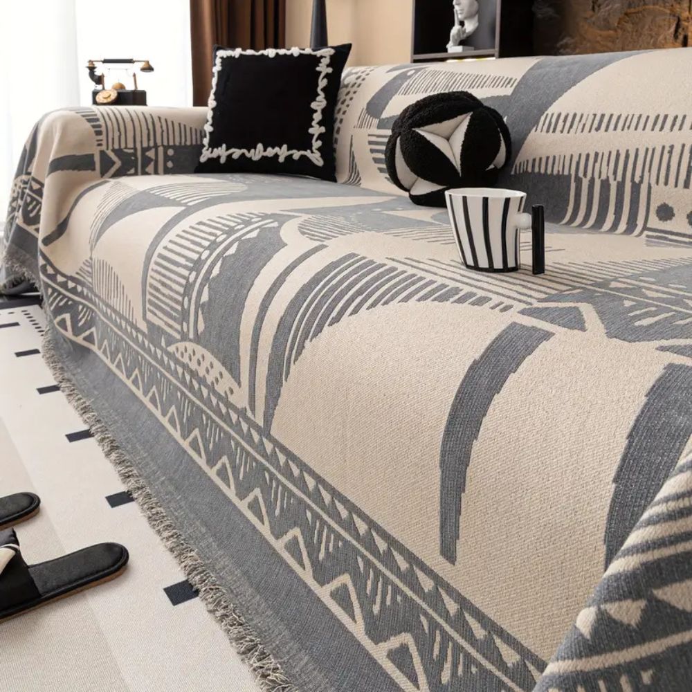 Stylish and Cosy Sofa Throw with Geometric Mystic Lines Design