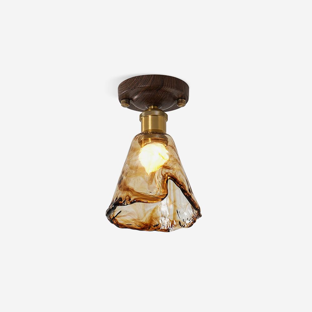 Amber Glass Flush Mount Ceiling Light – Modern Home Lighting