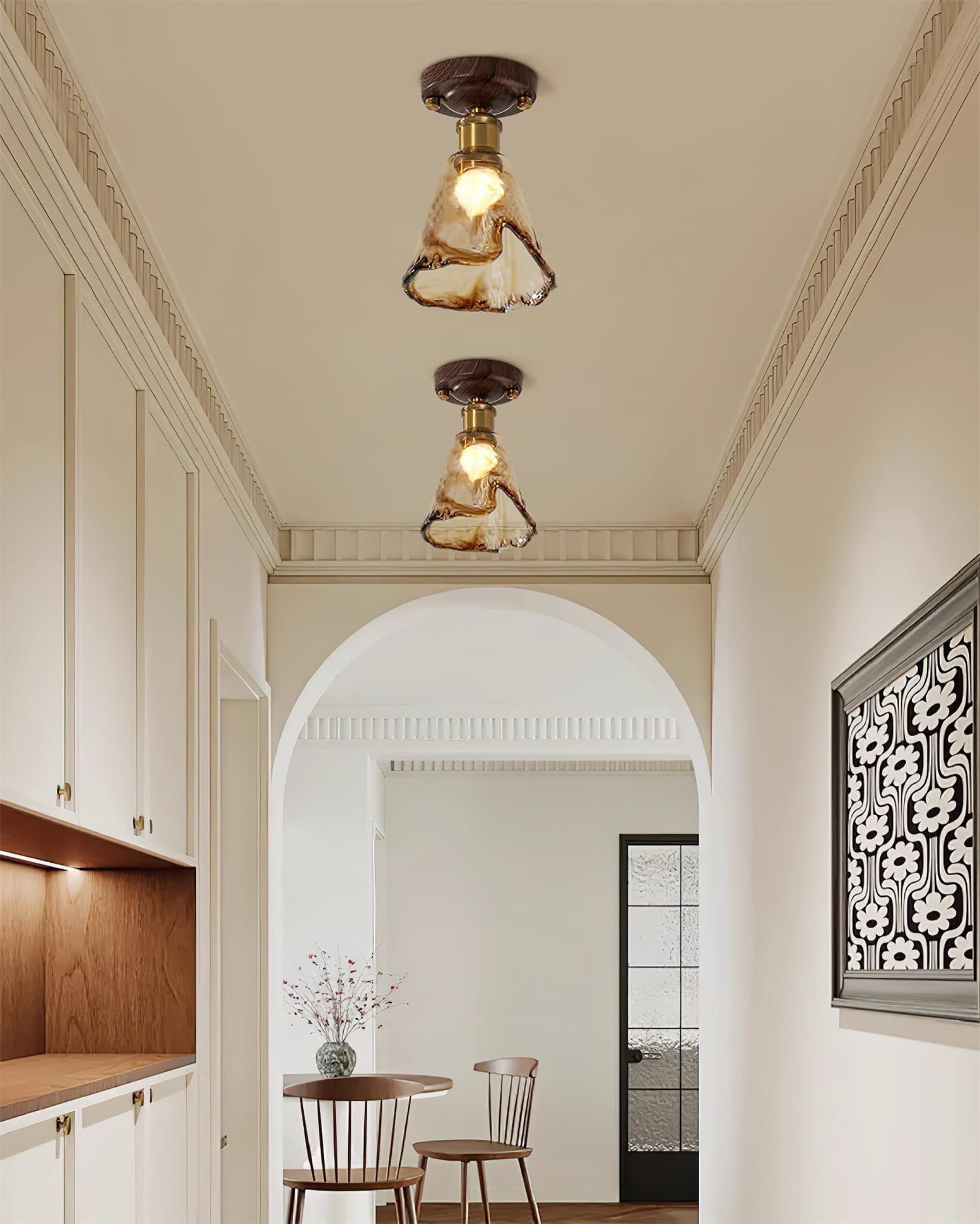Amber Glass Flush Mount Ceiling Light – Modern Home Lighting