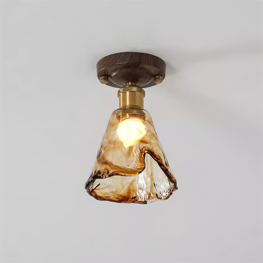 Amber Glass Flush Mount Ceiling Light – Modern Home Lighting