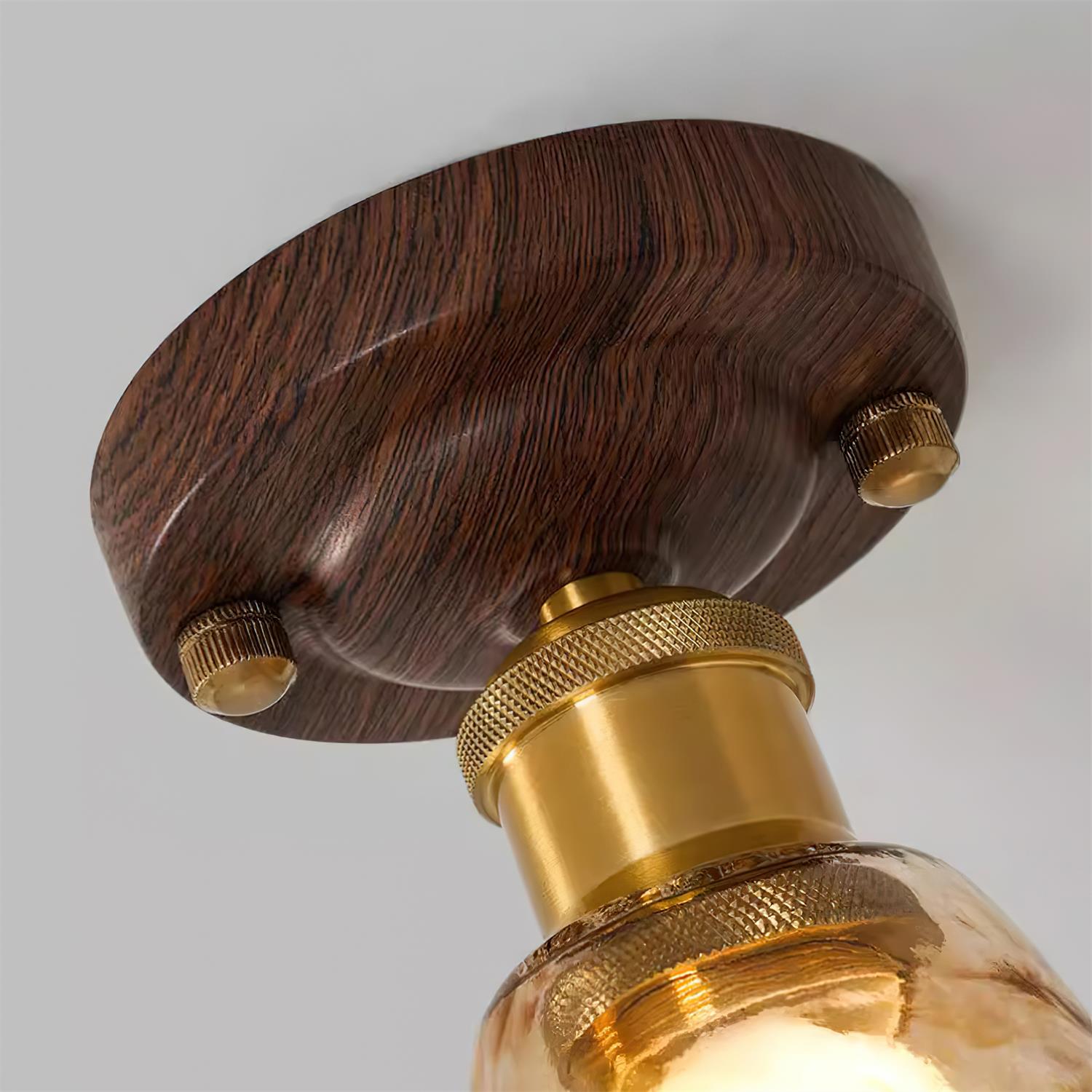 Amber Glass Flush Mount Ceiling Light – Modern Home Lighting