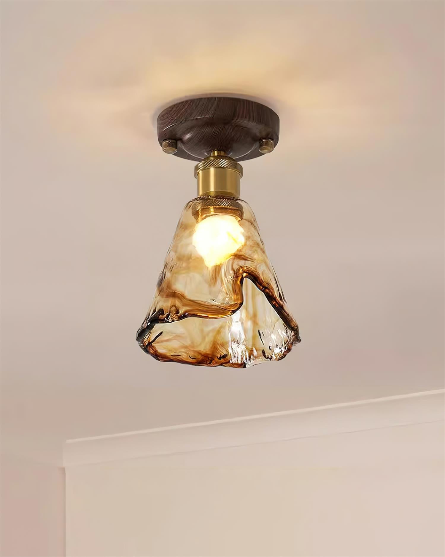 Amber Glass Flush Mount Ceiling Light – Modern Home Lighting