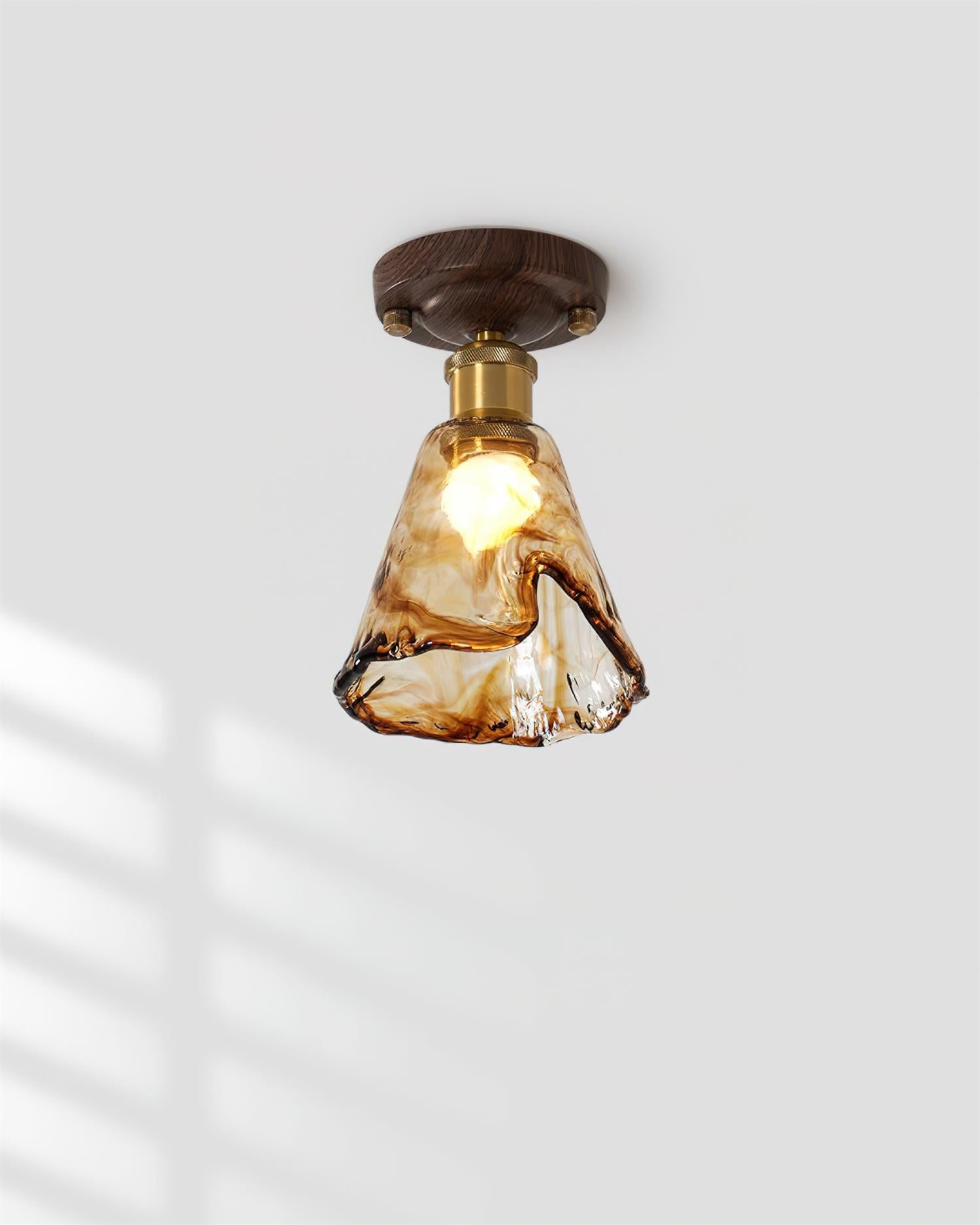 Amber Glass Flush Mount Ceiling Light – Modern Home Lighting