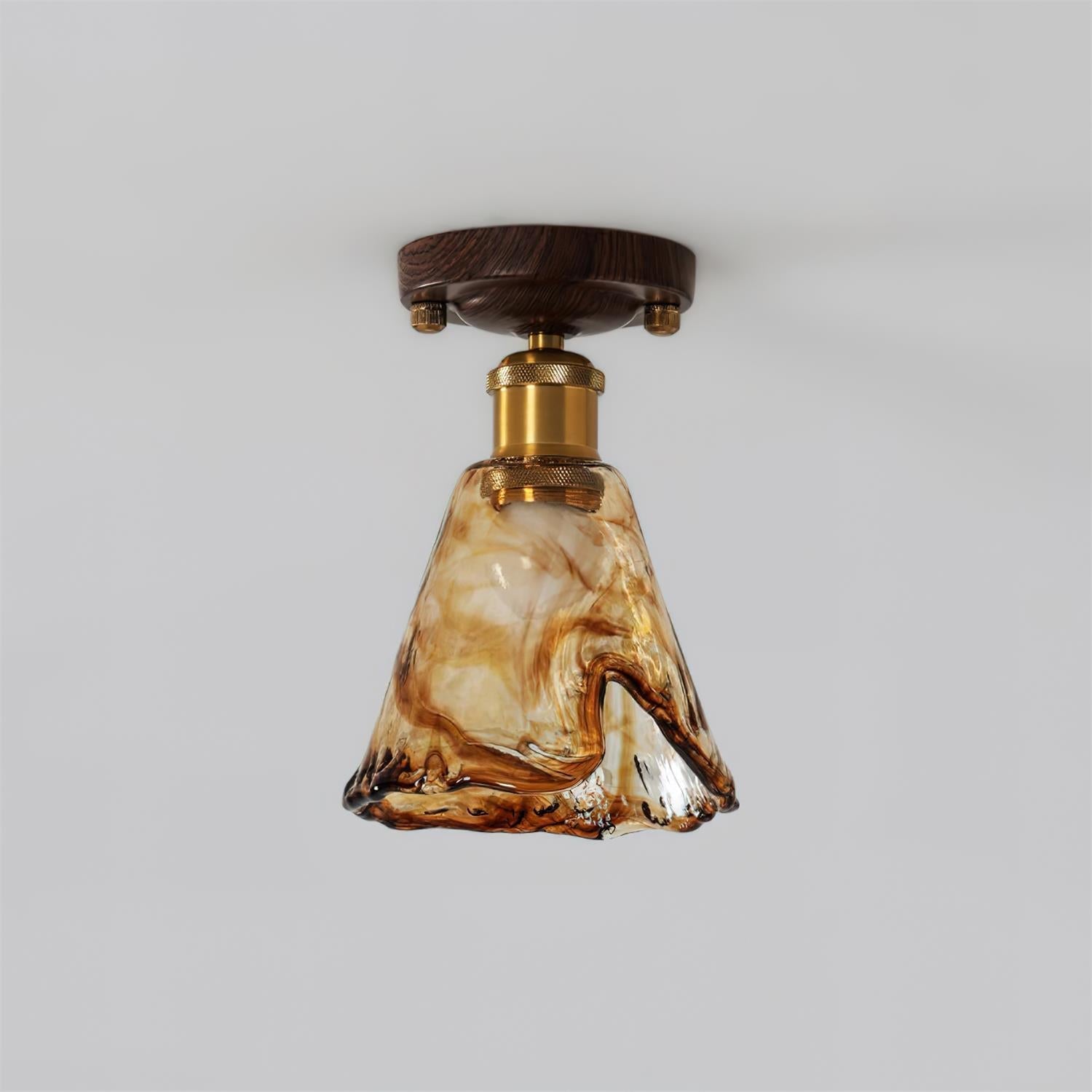 Amber Glass Flush Mount Ceiling Light – Modern Home Lighting