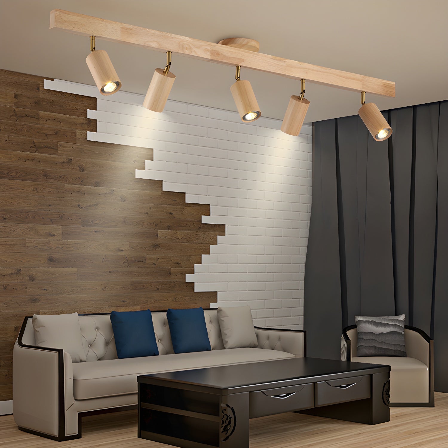 Wood Track Ceiling Light - Adjustable Ceiling Fixture