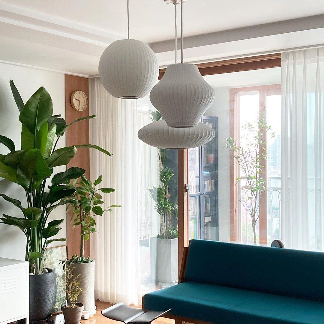 Modern Mulberry Fabric Bubble Chandelier – Hallway Decorative Pendant Lamp