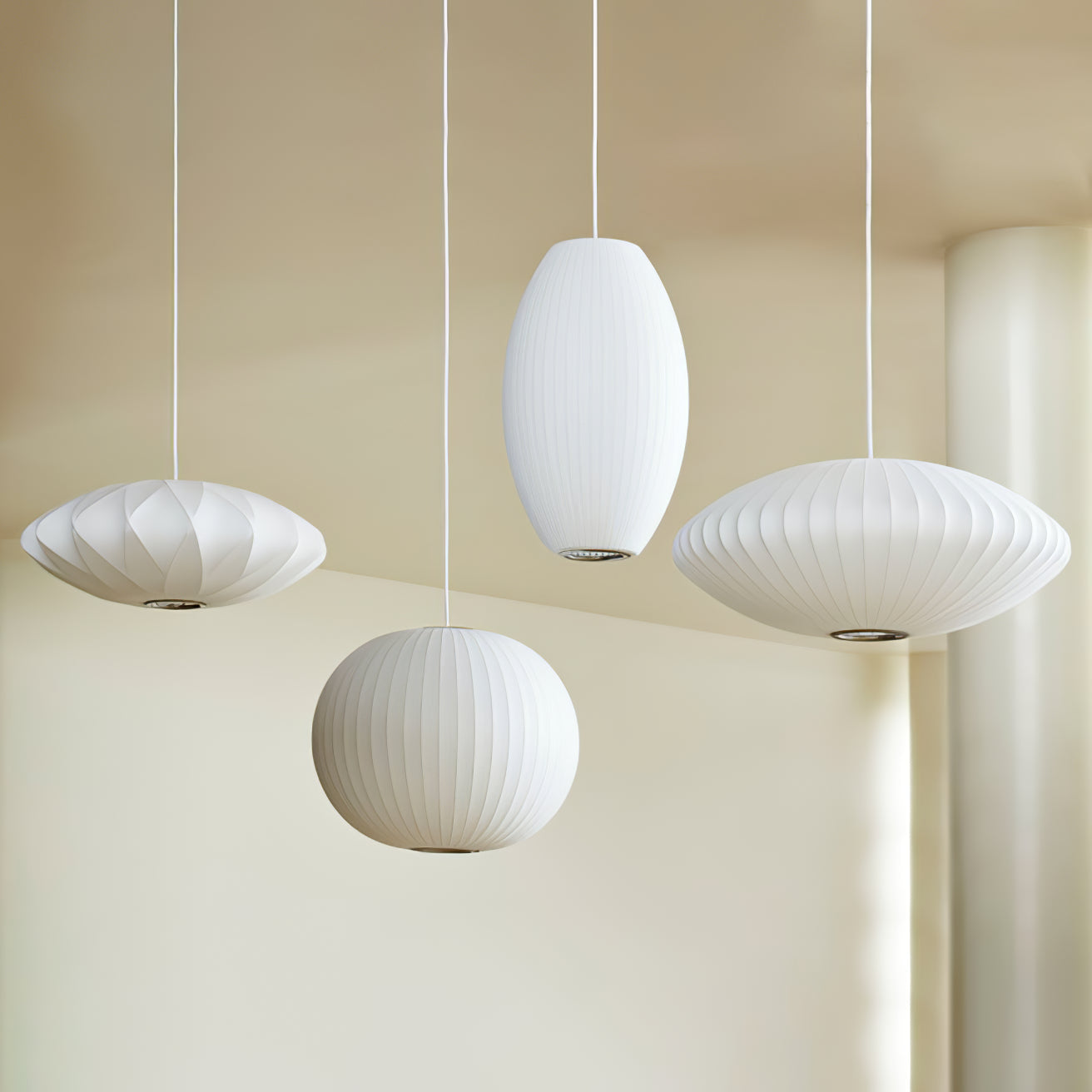Modern Mulberry Fabric Bubble Chandelier – Hallway Decorative Pendant Lamp