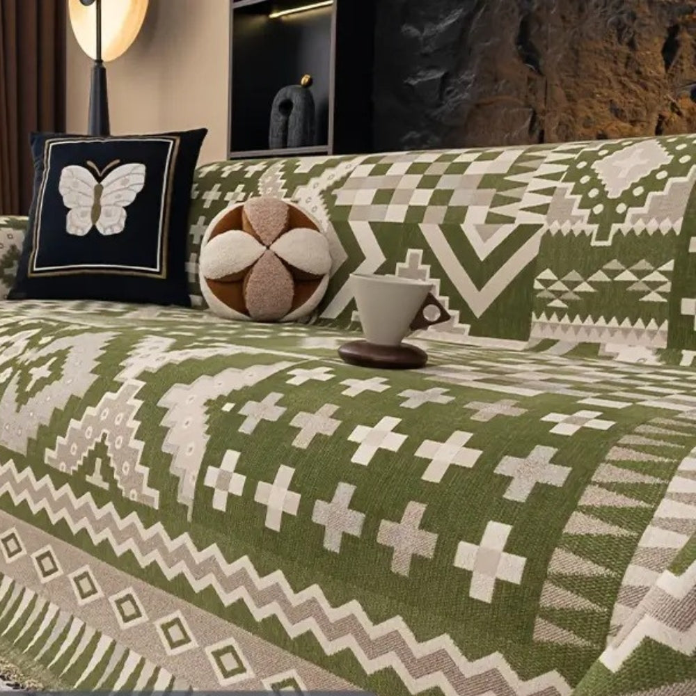 Decorative and Durable Sofa Throw - Slipcover in Tribal Pattern