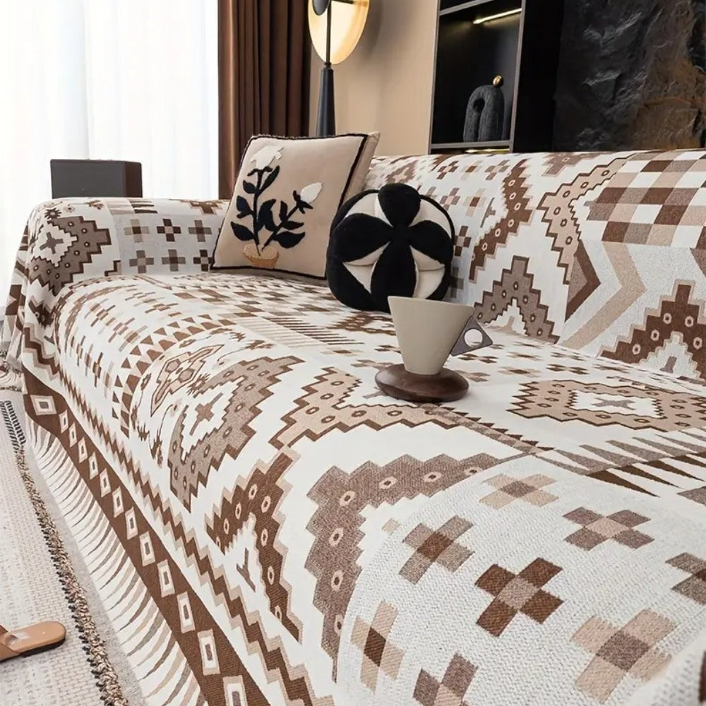 Decorative and Durable Sofa Throw - Slipcover in Tribal Pattern