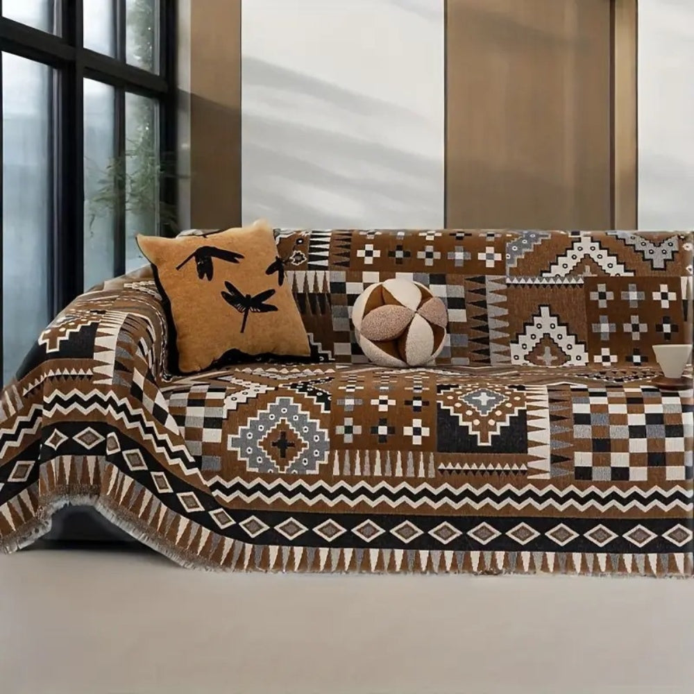 Decorative and Durable Sofa Throw - Slipcover in Tribal Pattern