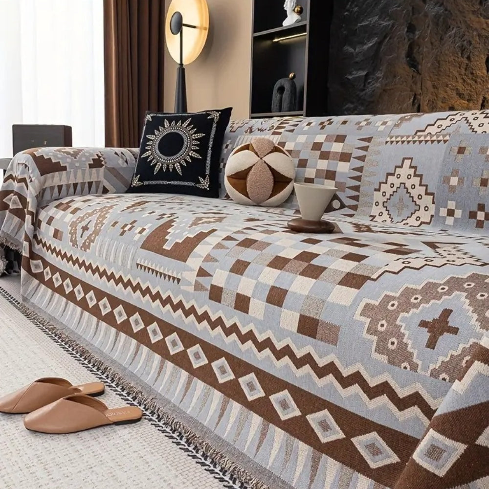 Decorative and Durable Sofa Throw - Slipcover in Tribal Pattern