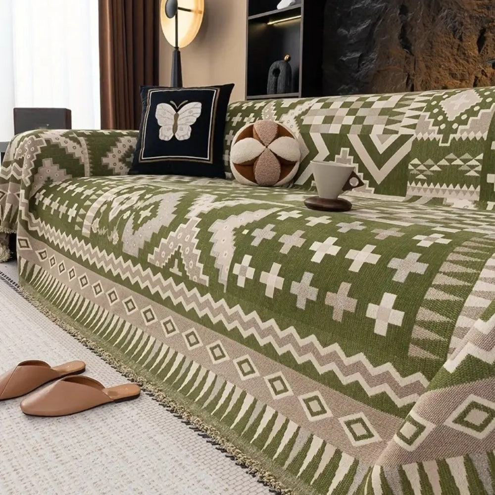 Decorative and Durable Sofa Throw - Slipcover in Tribal Pattern