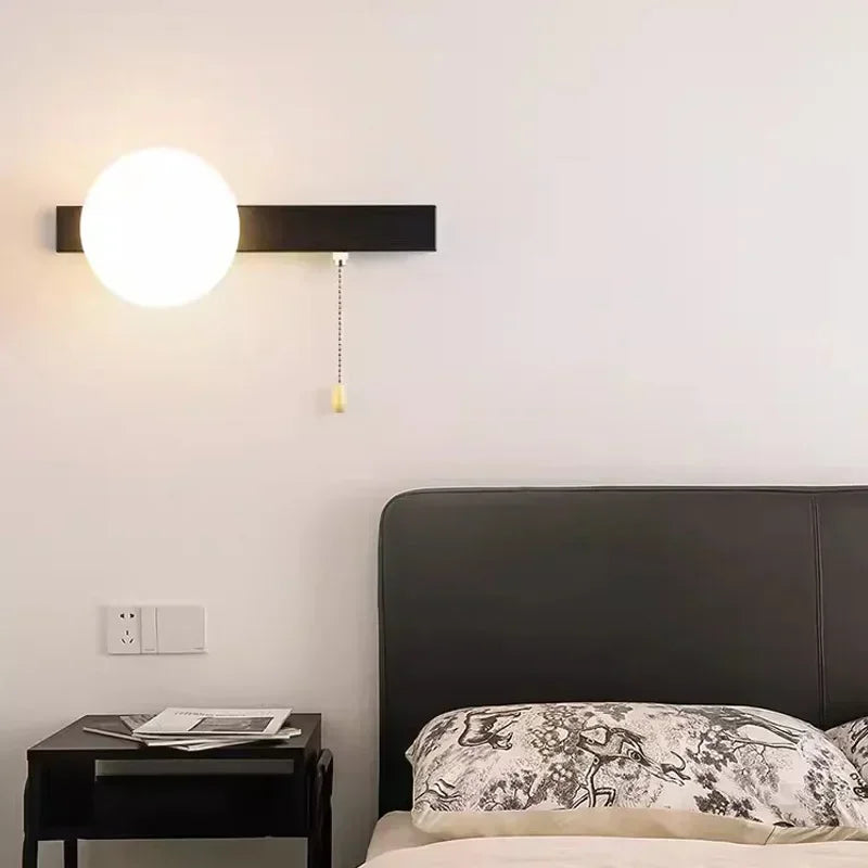 Colorful Nordic Wall Light – Bedroom and Living Room Glass Sconce with Switch