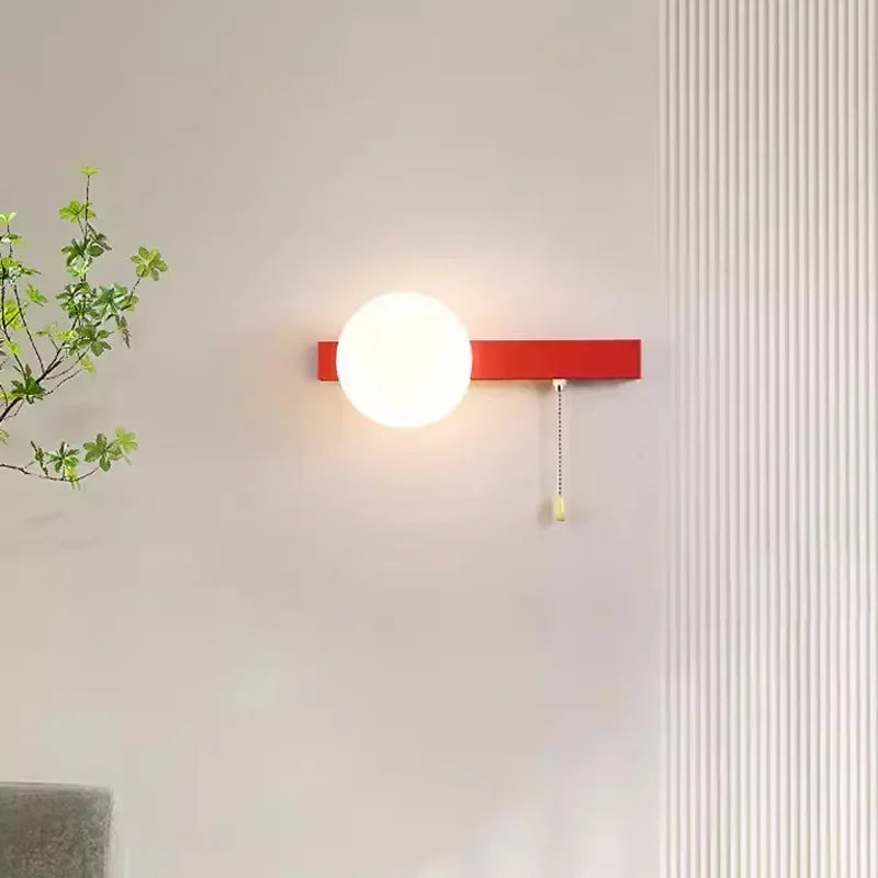 Colorful Nordic Wall Light – Bedroom and Living Room Glass Sconce with Switch