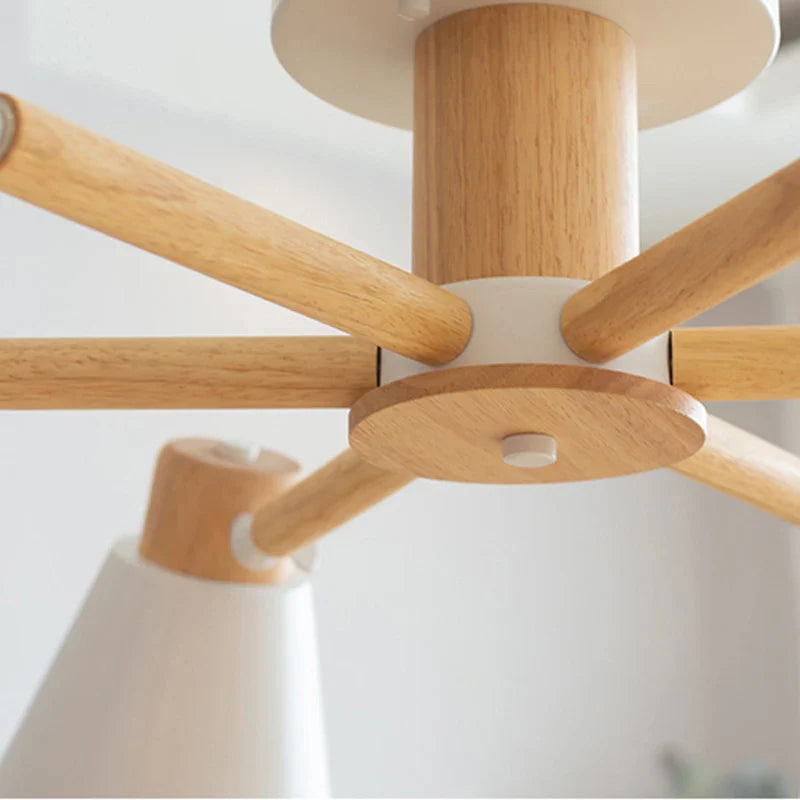 Nordic Solid Wood Chandelier | Modern E27 Bulb Ceiling Lamp