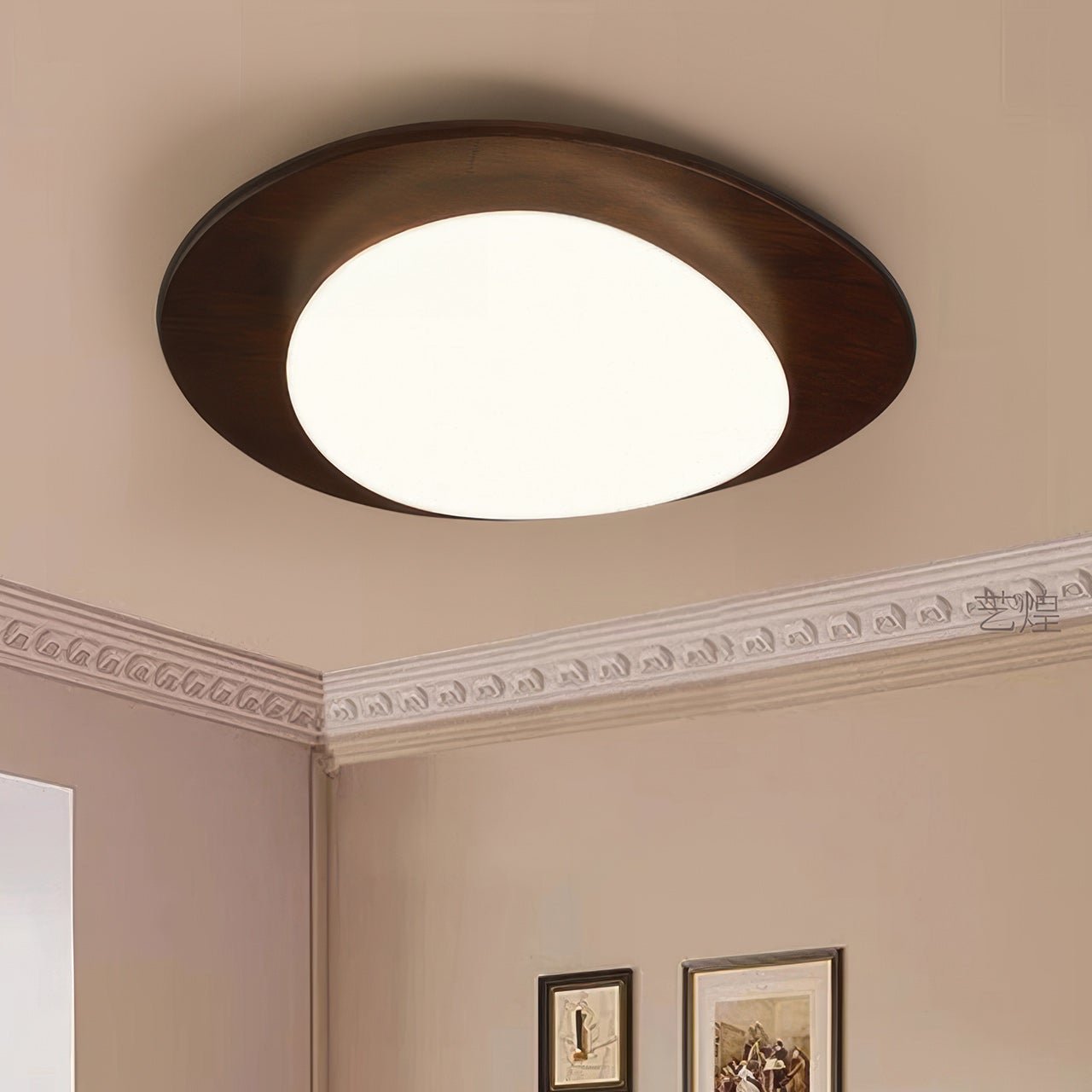 Scandinavian Pebble Wood Grain Ceiling Light | Pebble-Inspired Indoor Lighting Fixture