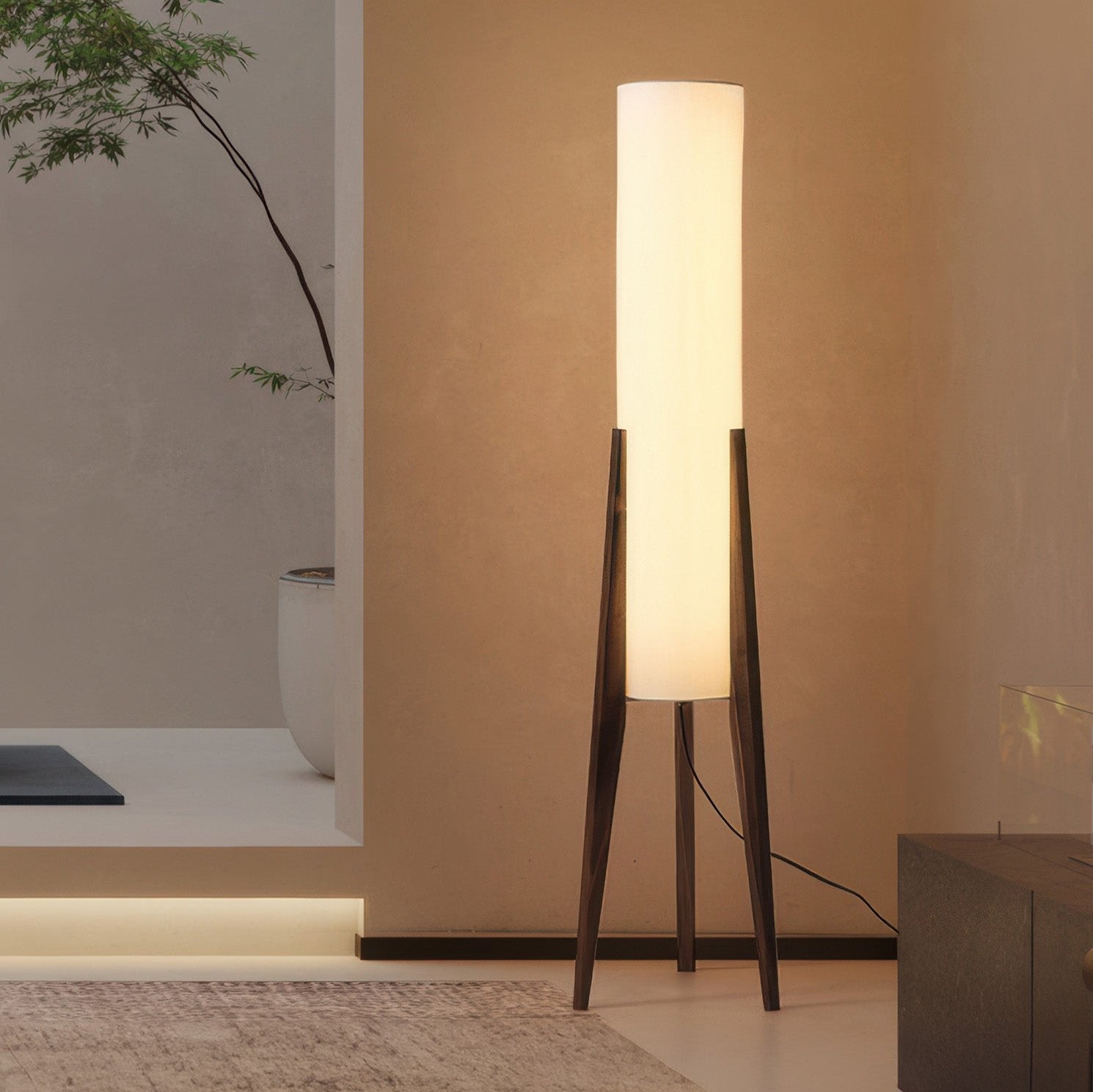 Walnut Floor Lamp | Artistic Solid Wood Design