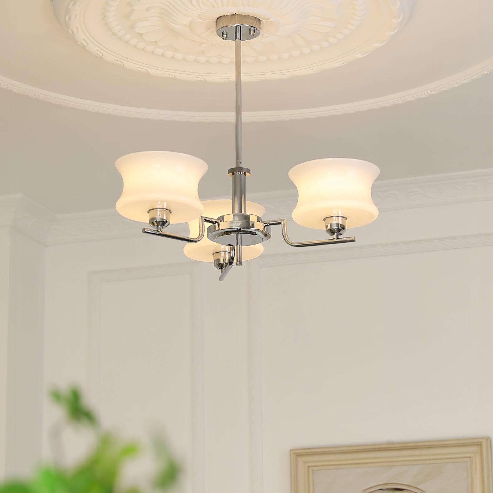 Modern Nordic Chandelier – Belue Glass and Brass Hanging Light Fixture