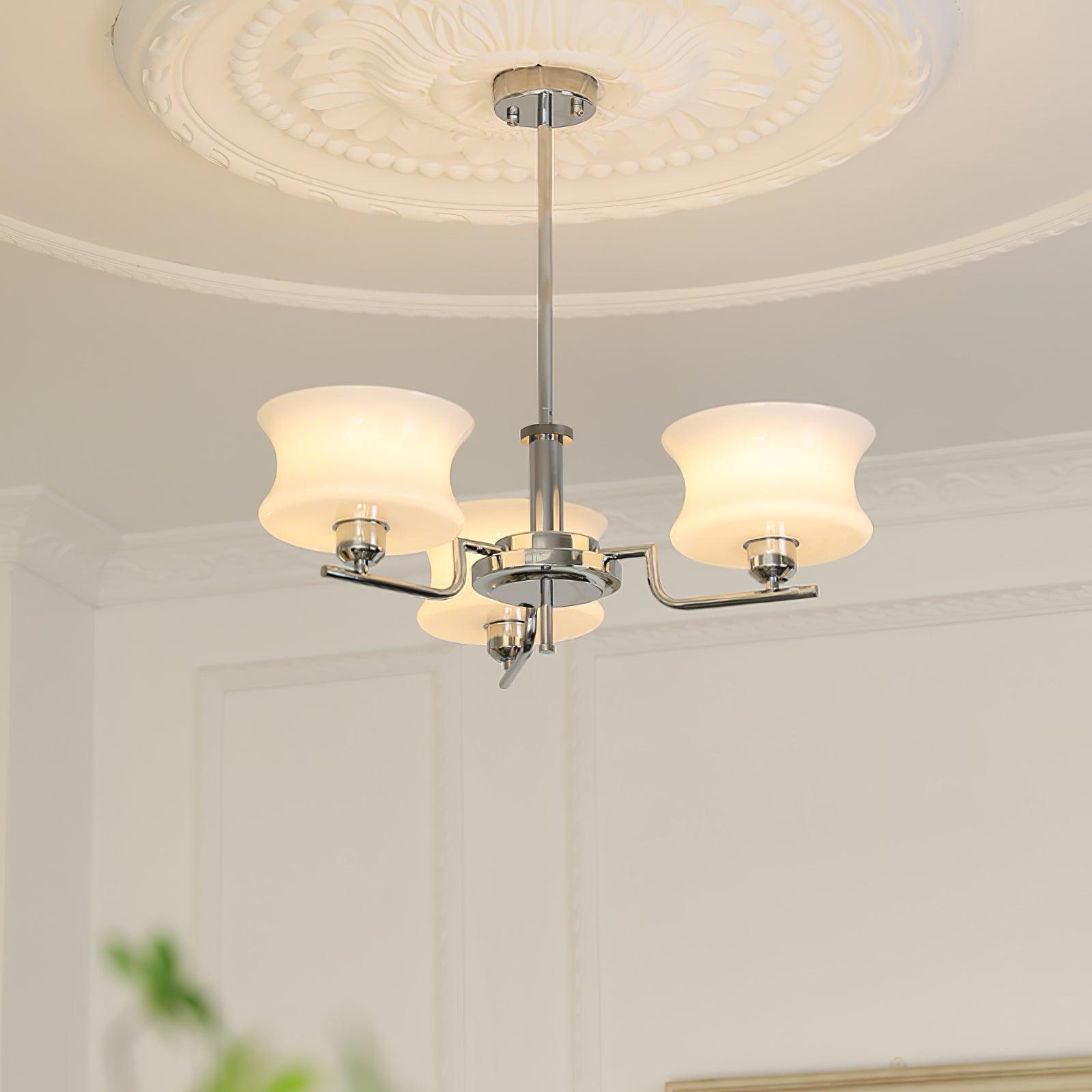 Modern Nordic Chandelier – Belue Glass and Brass Hanging Light Fixture