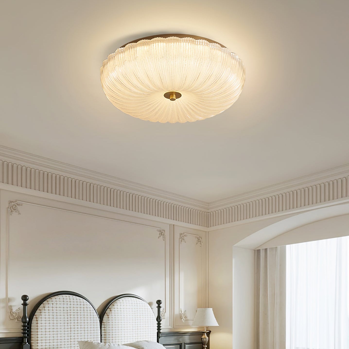 Halo Ceiling Light with Ripple Glass – Textured Lighting Fixture