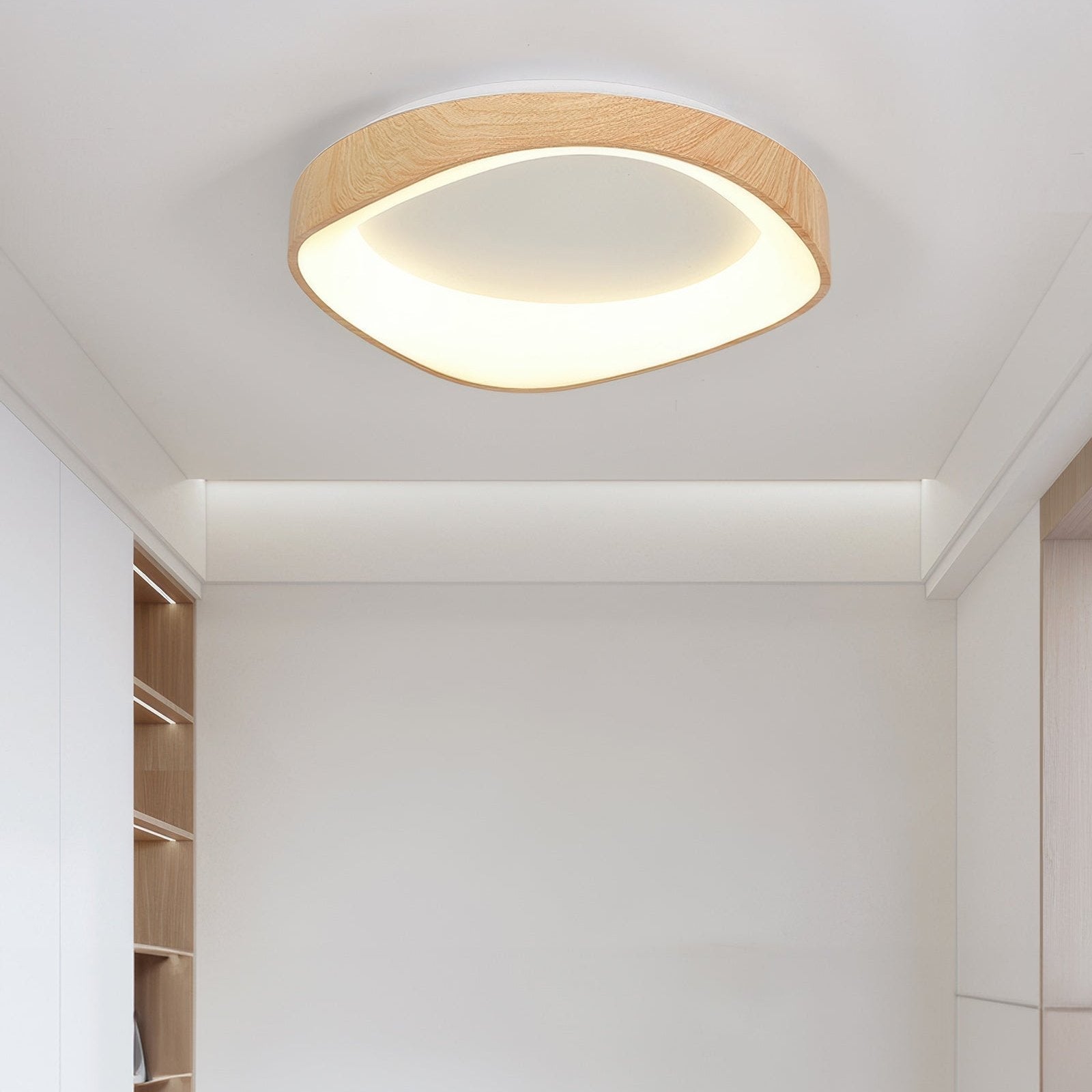 Warm-Toned Wood Grain Ceiling Light