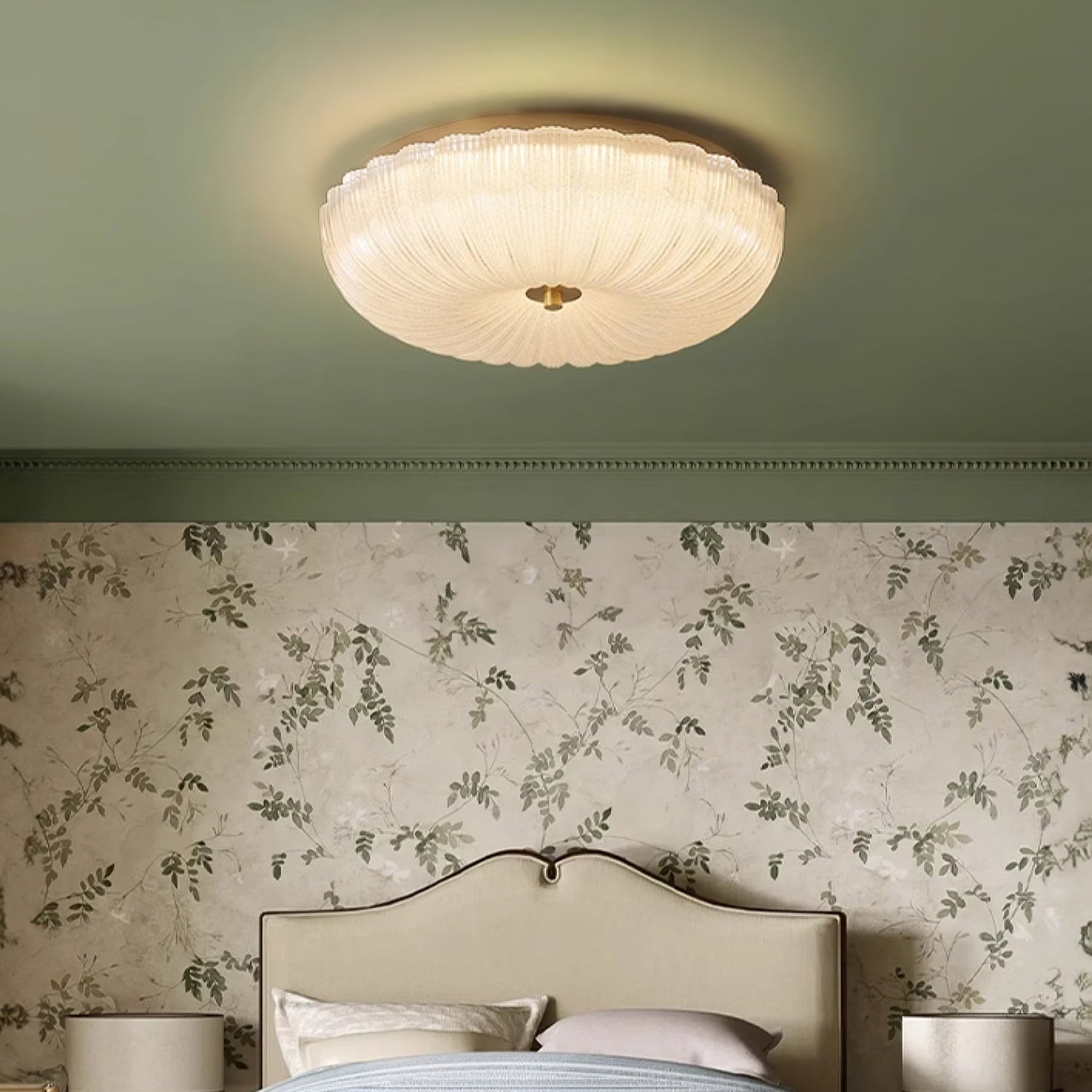 Halo Ceiling Light with Ripple Glass – Textured Lighting Fixture