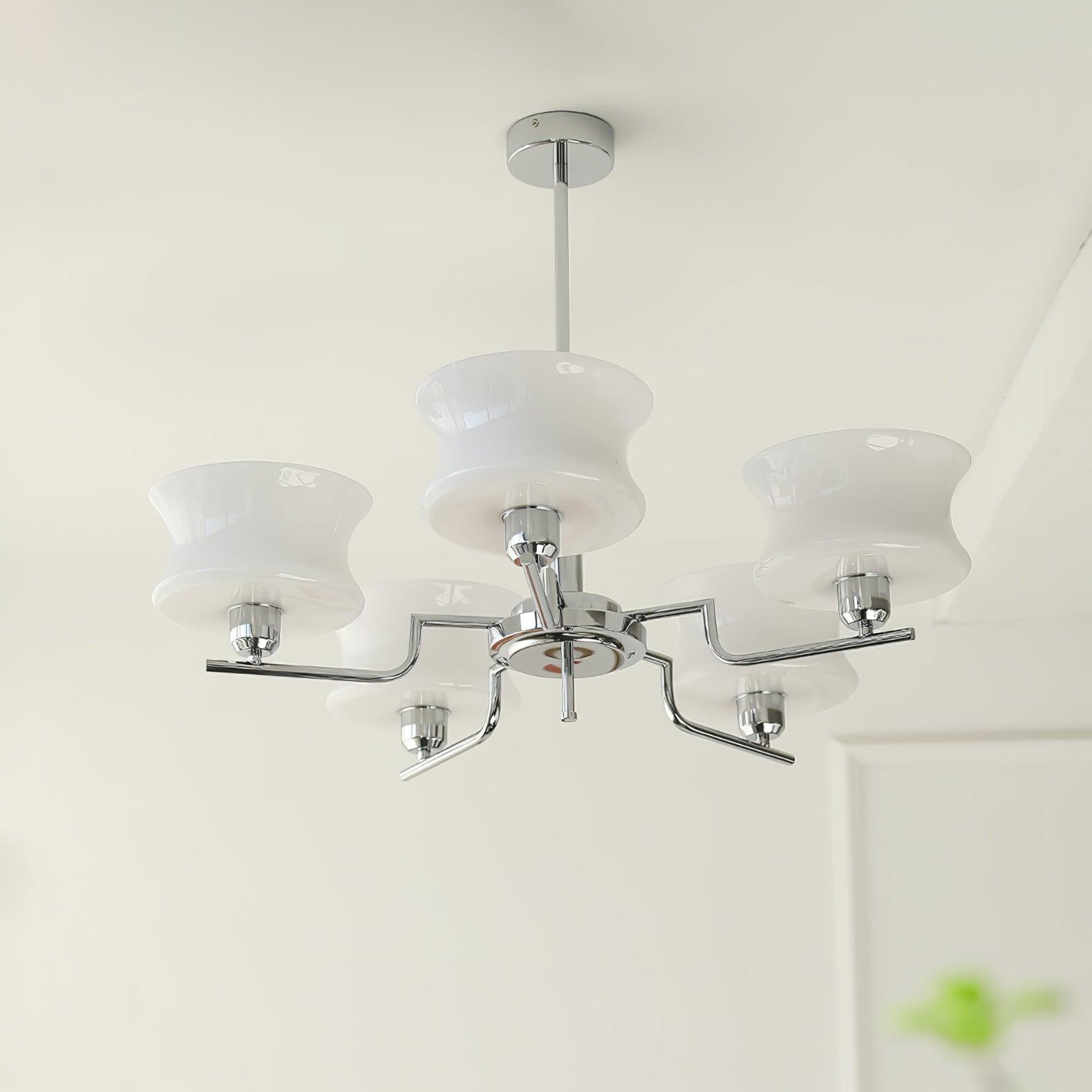 Modern Nordic Chandelier – Belue Glass and Brass Hanging Light Fixture