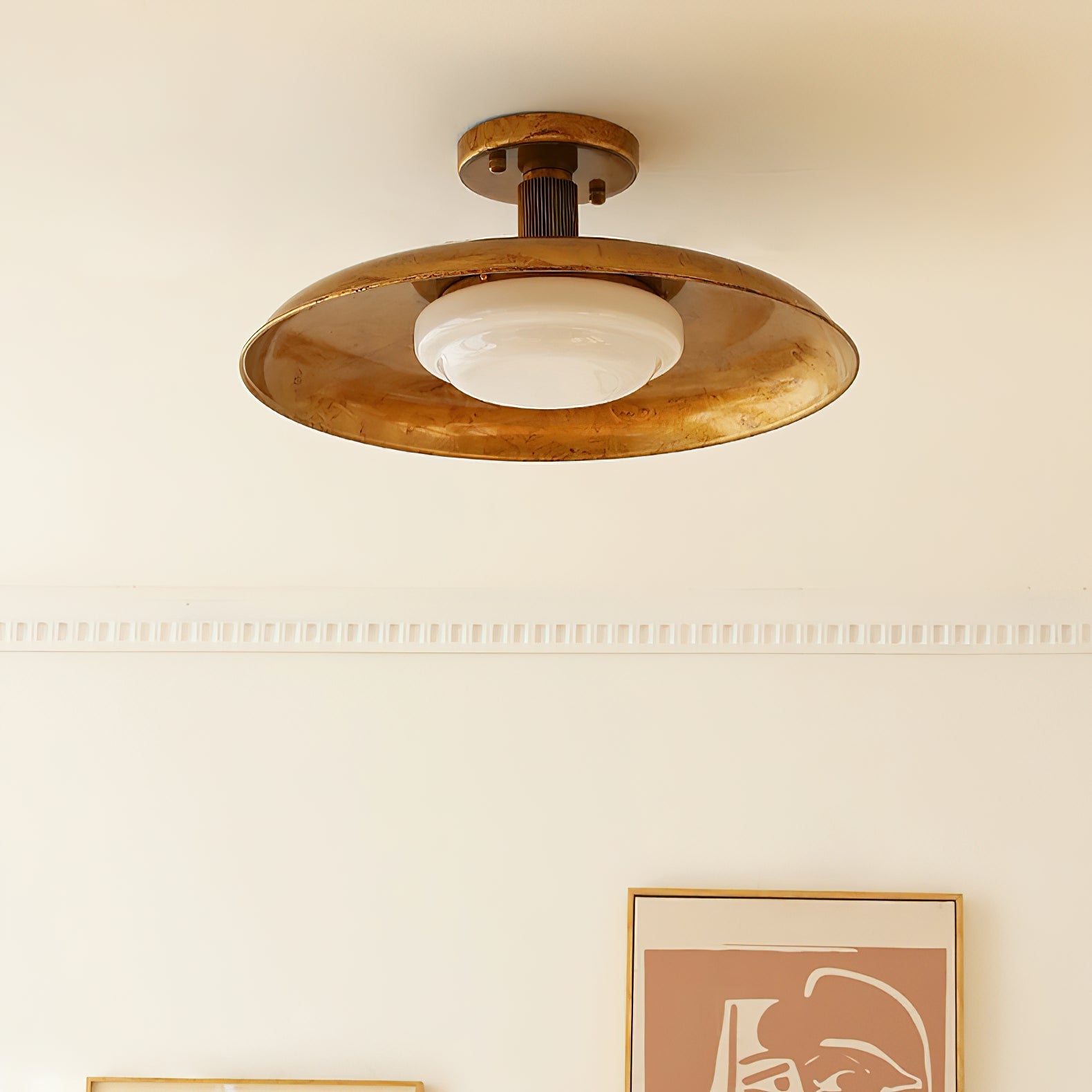 Modern Glass Ceiling Lamp – Flush Mount LED Light with Metal Body
