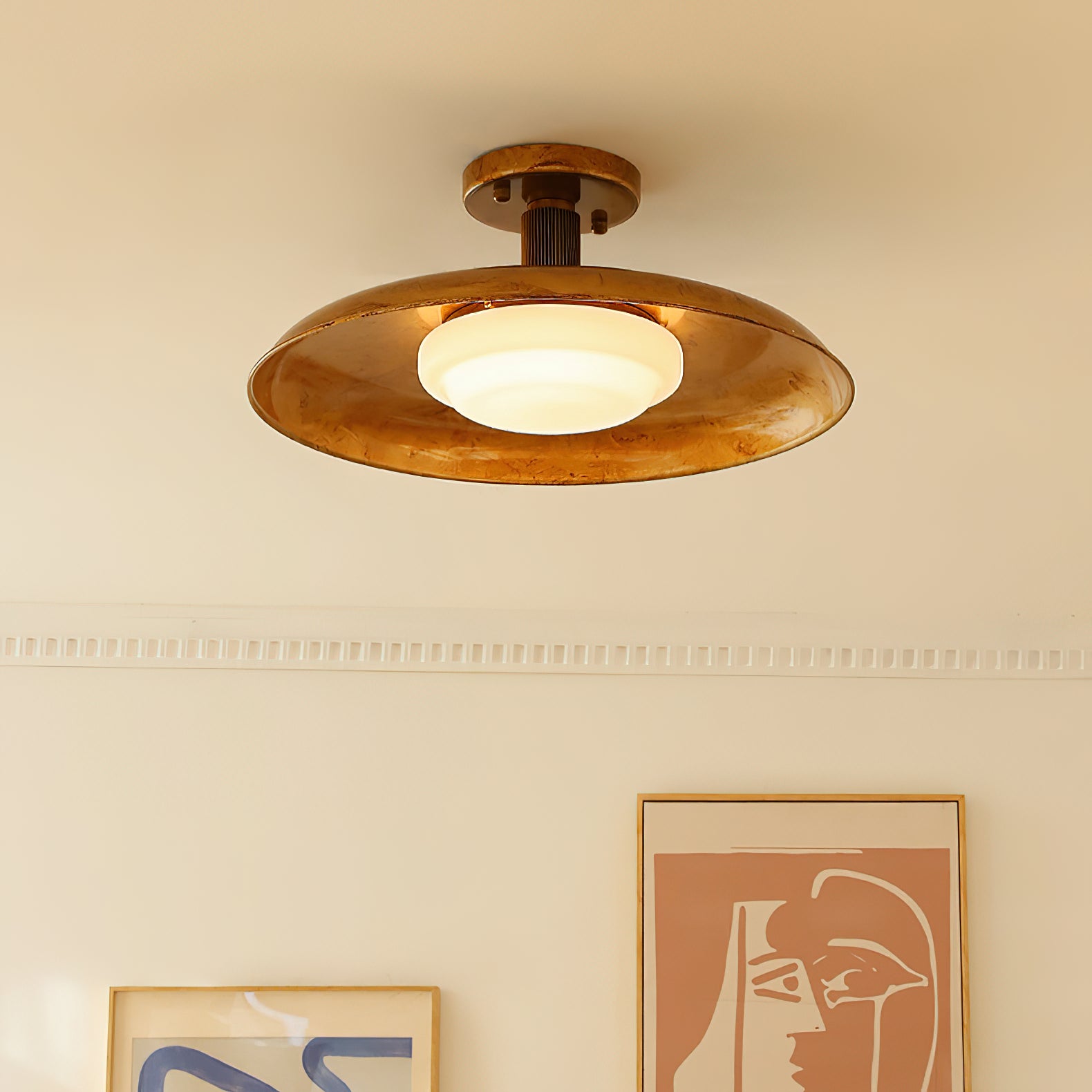 Modern Glass Ceiling Lamp – Flush Mount LED Light with Metal Body
