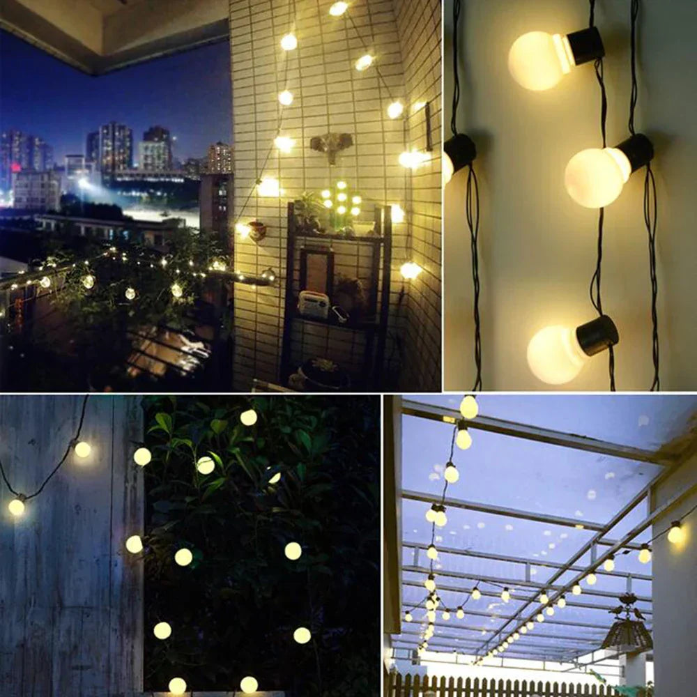 Solar Outdoor Festoon String Lights – Warm White Glow for Gardens & Patios
