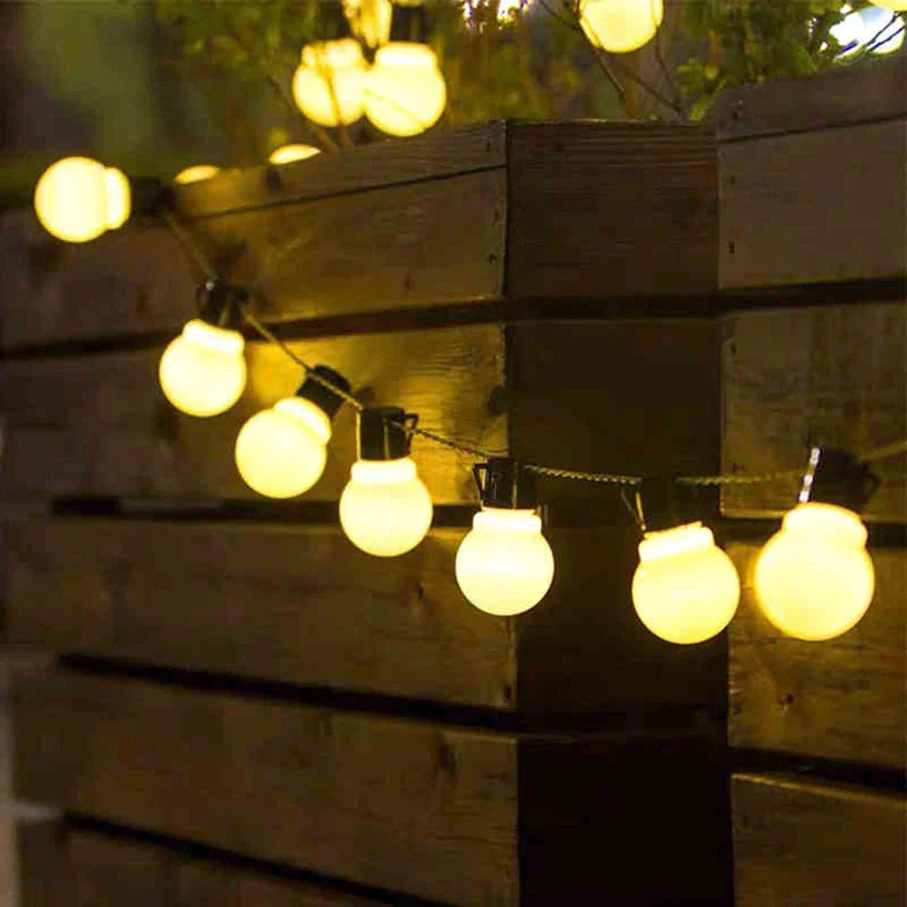 Solar Outdoor Festoon String Lights – Warm White Glow for Gardens & Patios