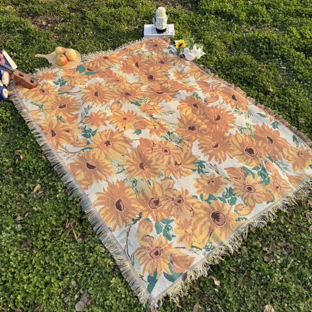 Vibrant Sun Floral Outdoor Blanket