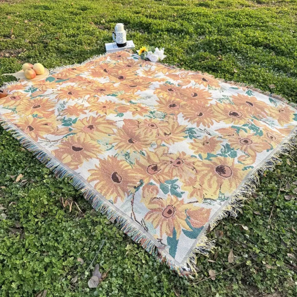 Vibrant Sun Floral Outdoor Blanket