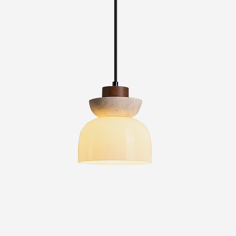 Dome Glass Pendant Lamp – Stylish Travertine Indoor Lighting
