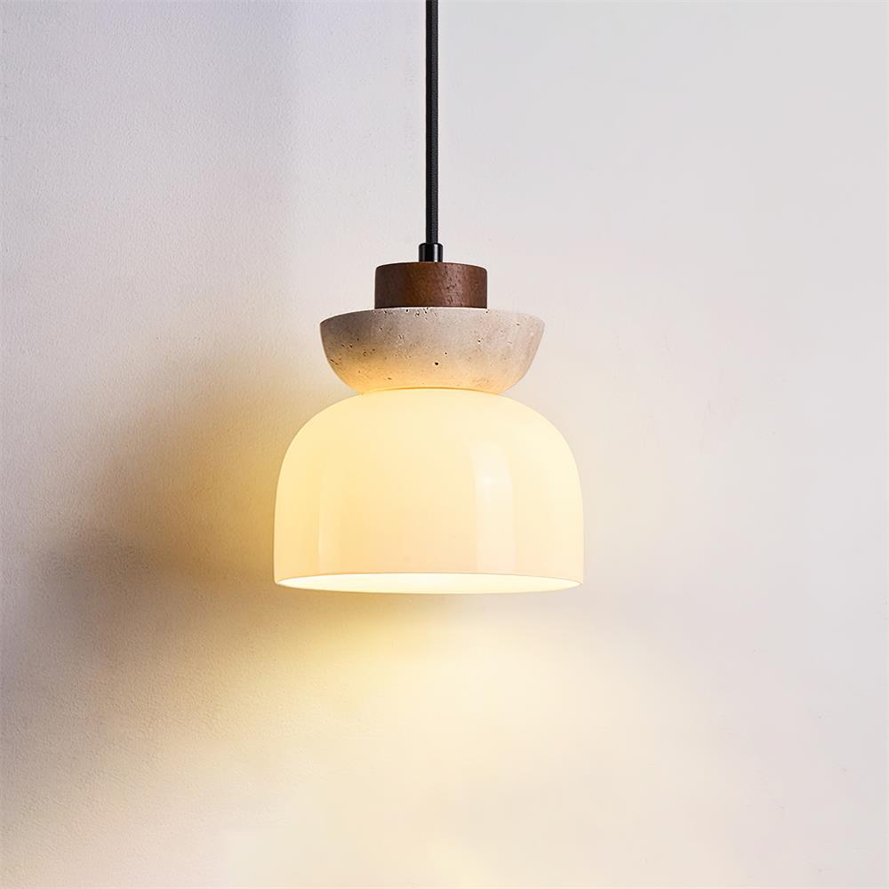 Dome Glass Pendant Lamp – Stylish Travertine Indoor Lighting