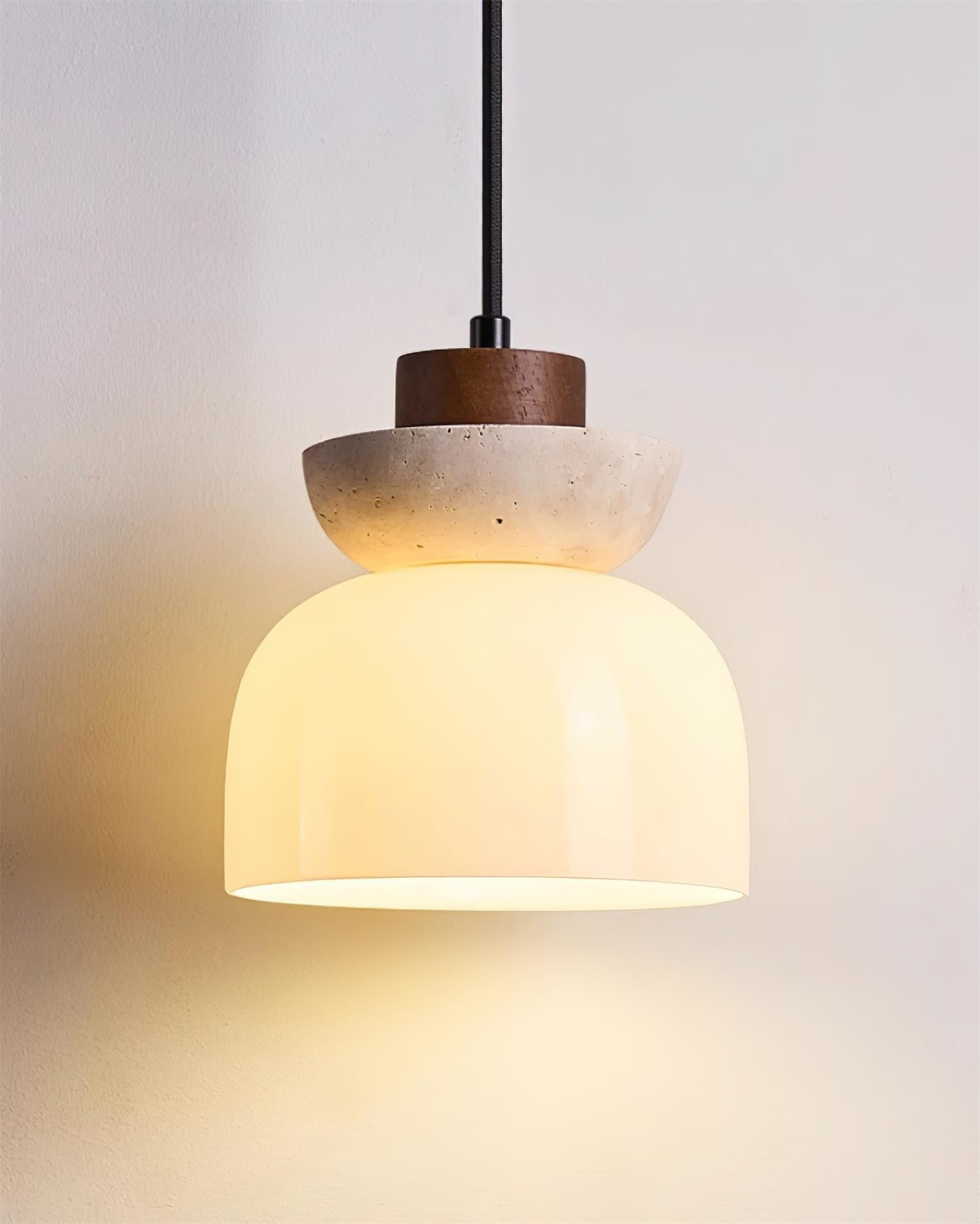 Dome Glass Pendant Lamp – Stylish Travertine Indoor Lighting