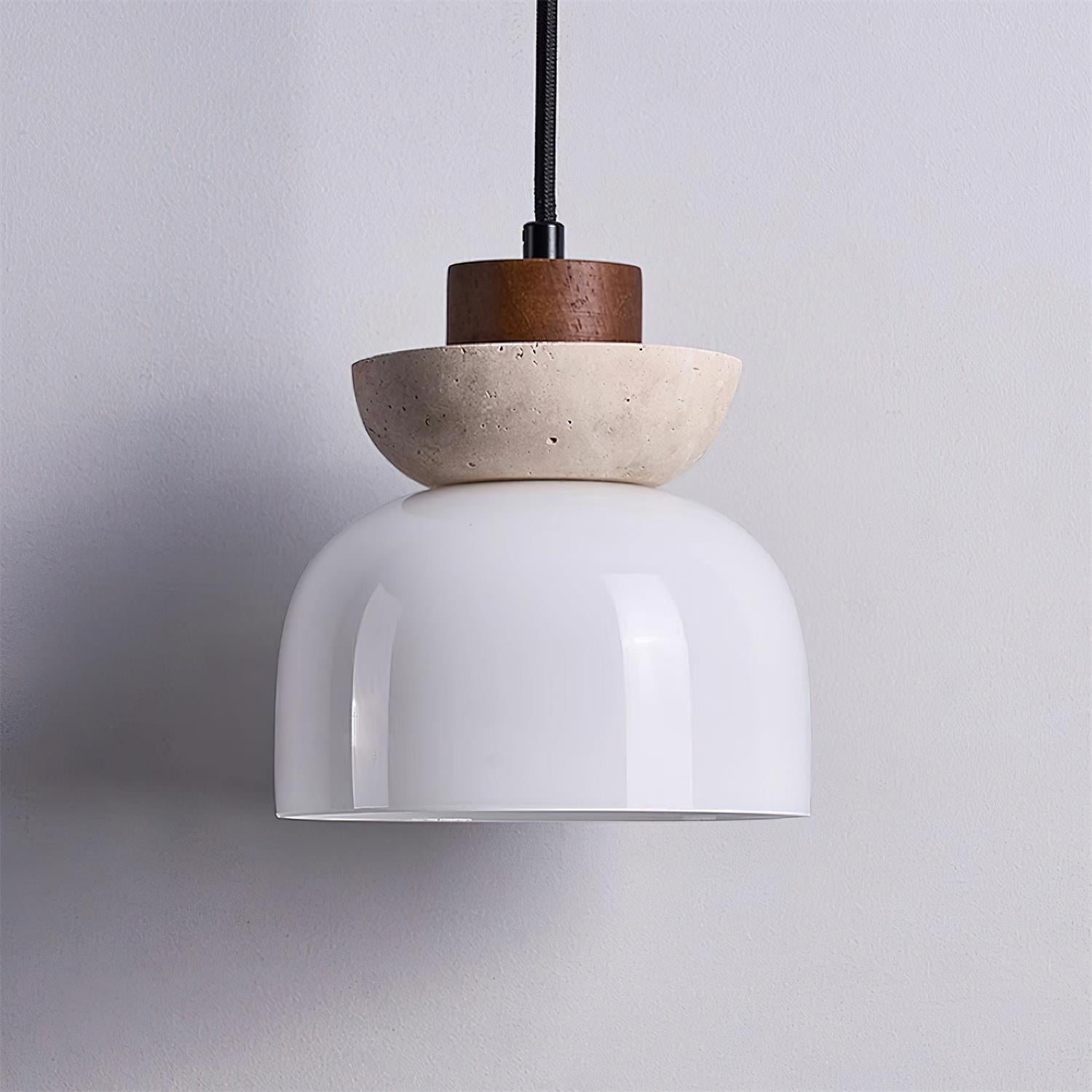 Dome Glass Pendant Lamp – Stylish Travertine Indoor Lighting