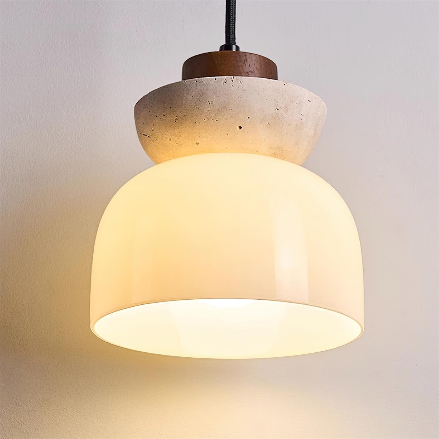 Dome Glass Pendant Lamp – Stylish Travertine Indoor Lighting