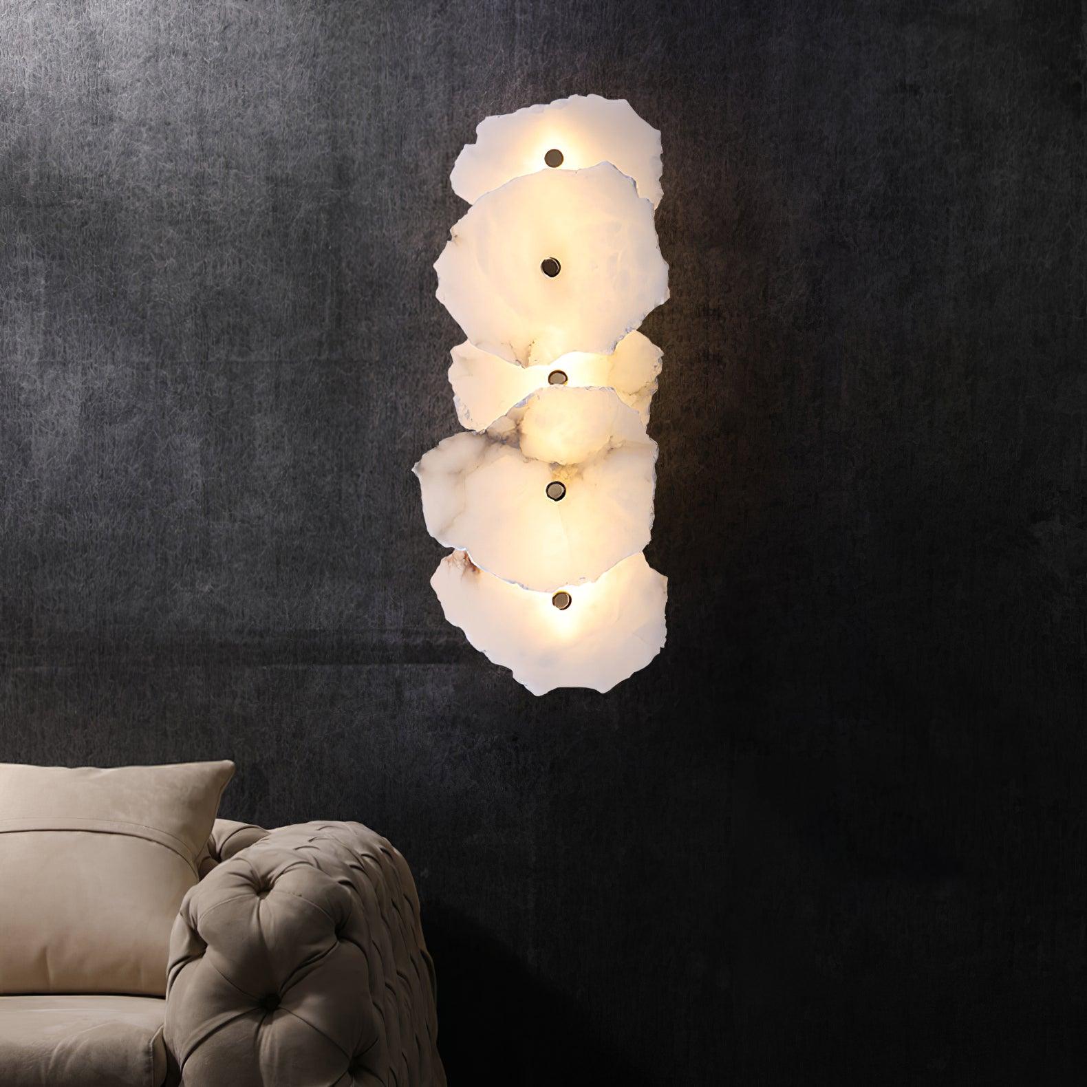 Flower-Shaped Alabaster Wall Lamp – Warm LED Lighting Sconce