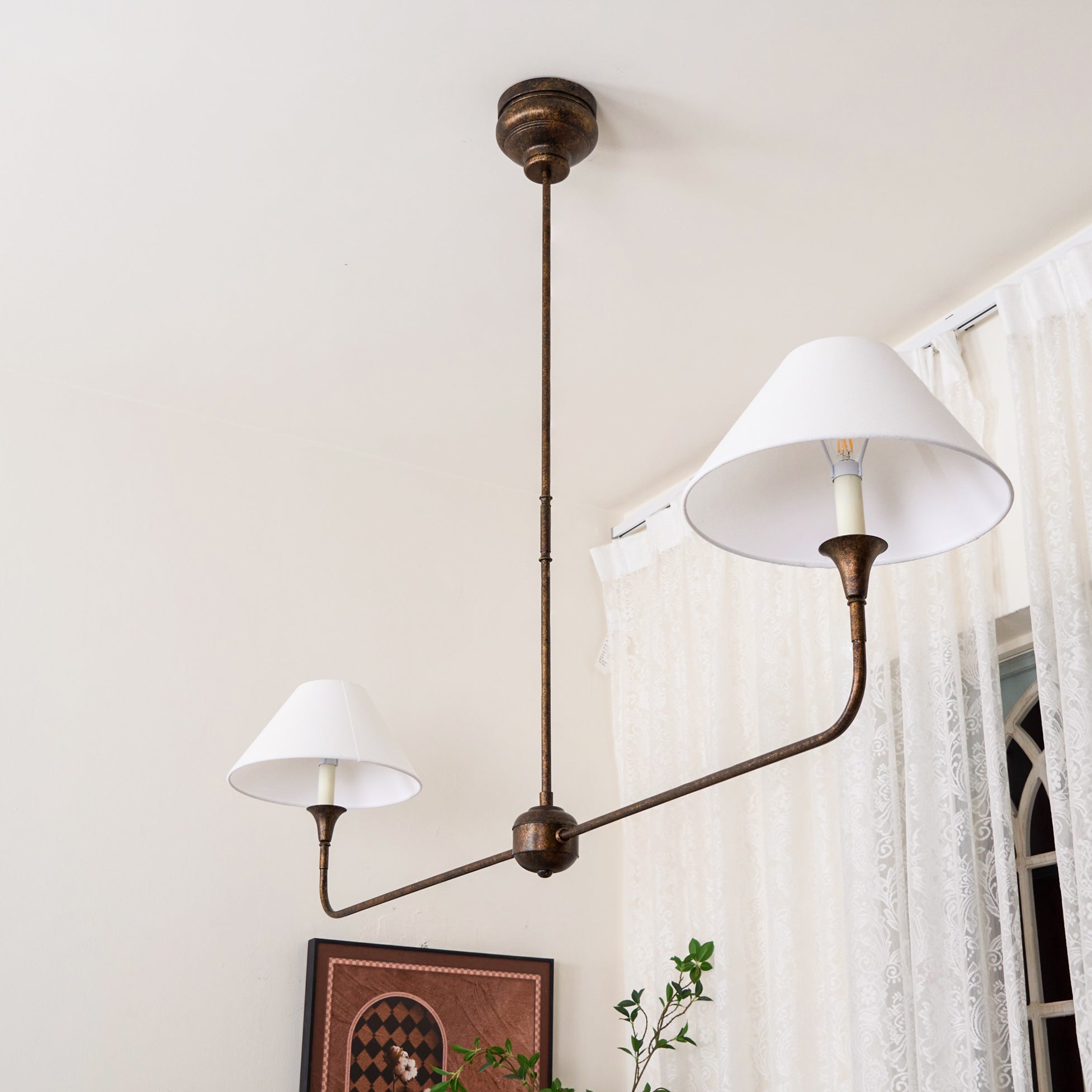 2-Light Linear Chandelier – Modern Ceiling Light