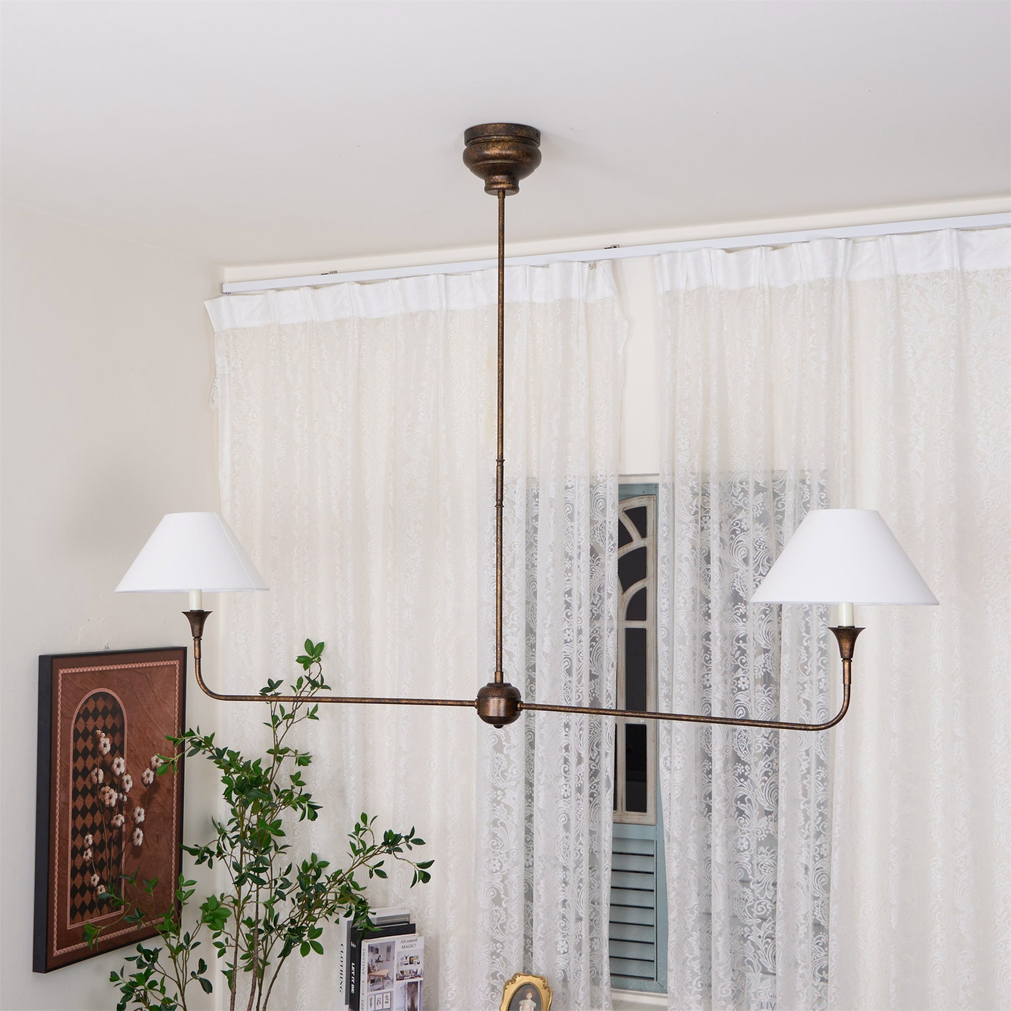2-Light Linear Chandelier – Modern Ceiling Light