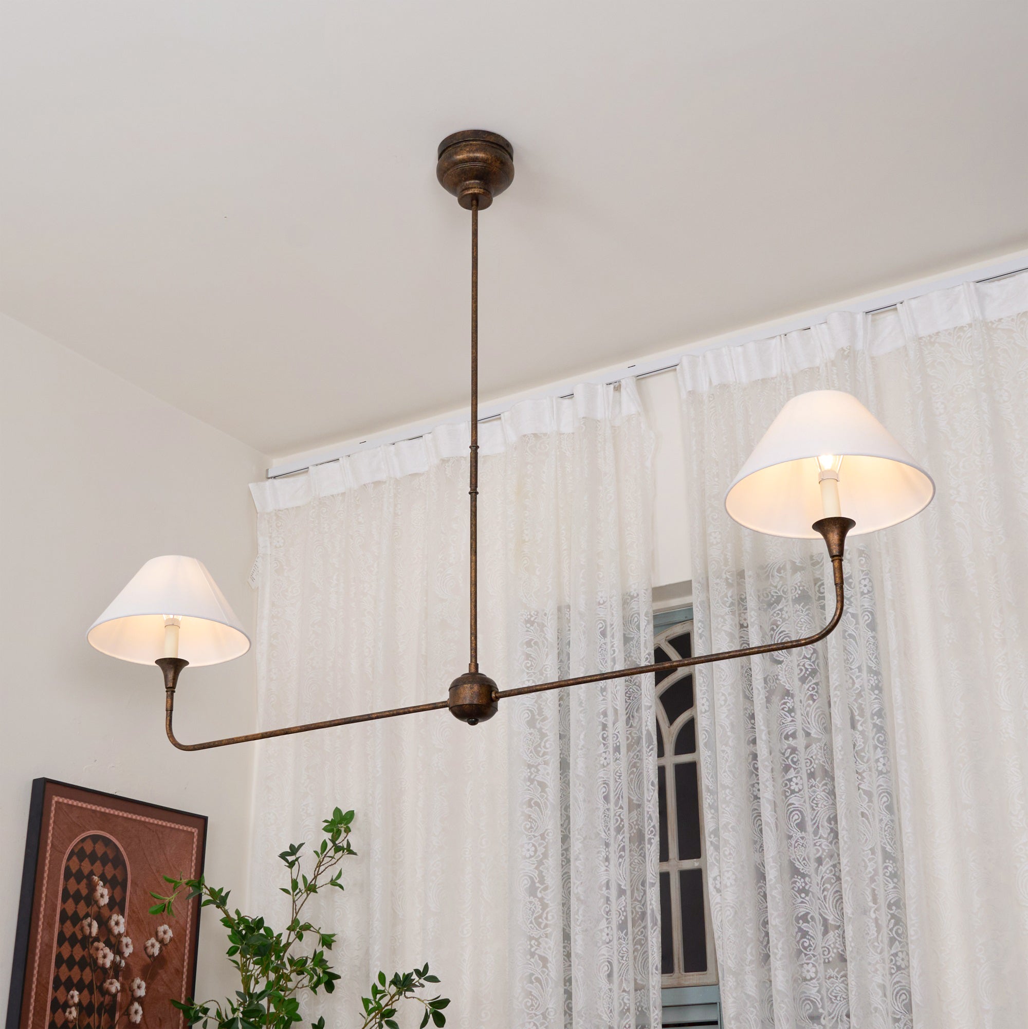 2-Light Linear Chandelier – Modern Ceiling Light