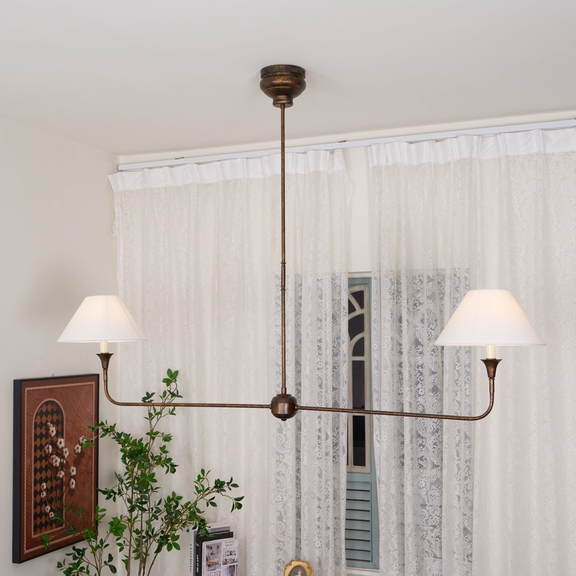 2-Light Linear Chandelier – Modern Ceiling Light