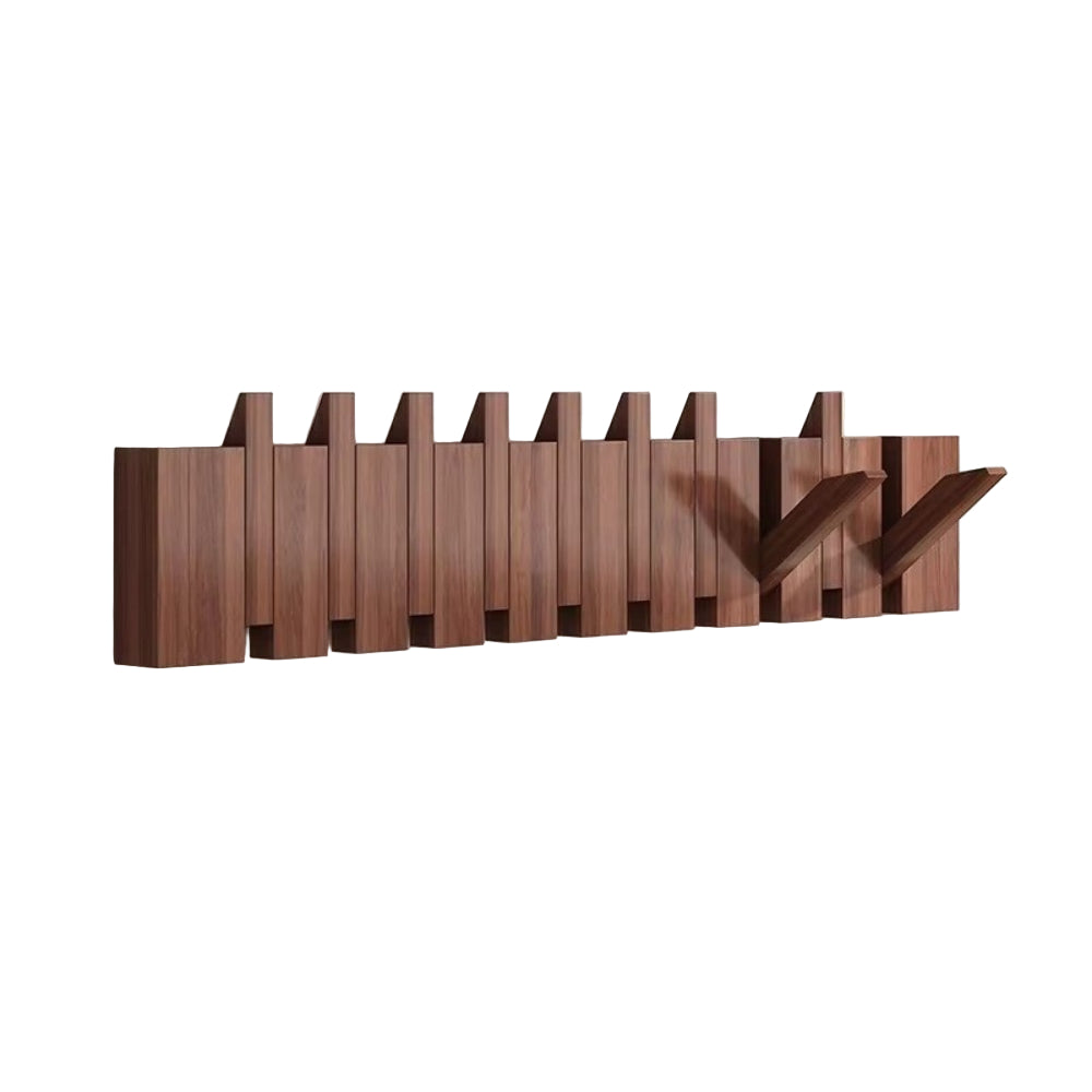 Wooden Fold-Down Hook Rack | Piano-Inspired Wall Storage