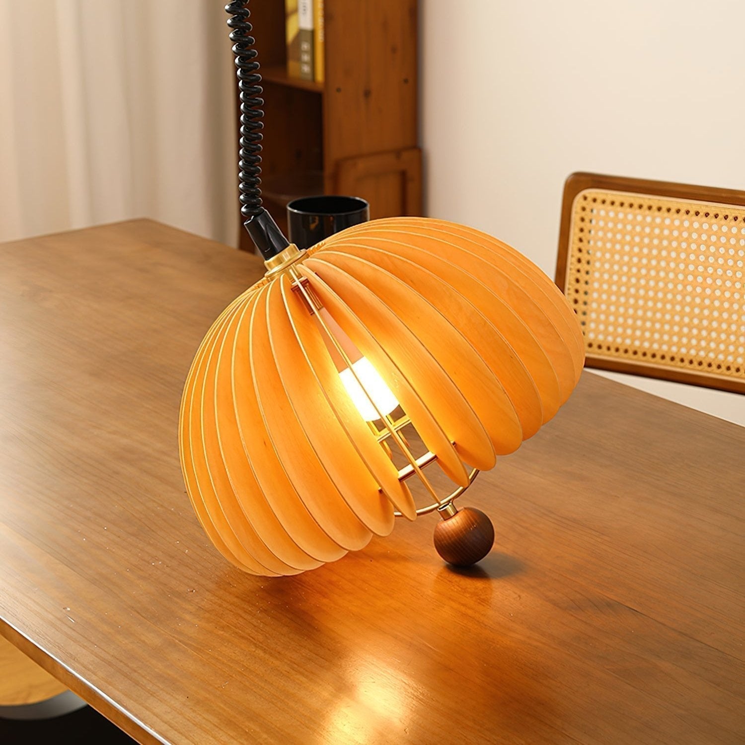 Pumpkin-Shaped Pendant Light | Adjustable Height Hanging Lamp