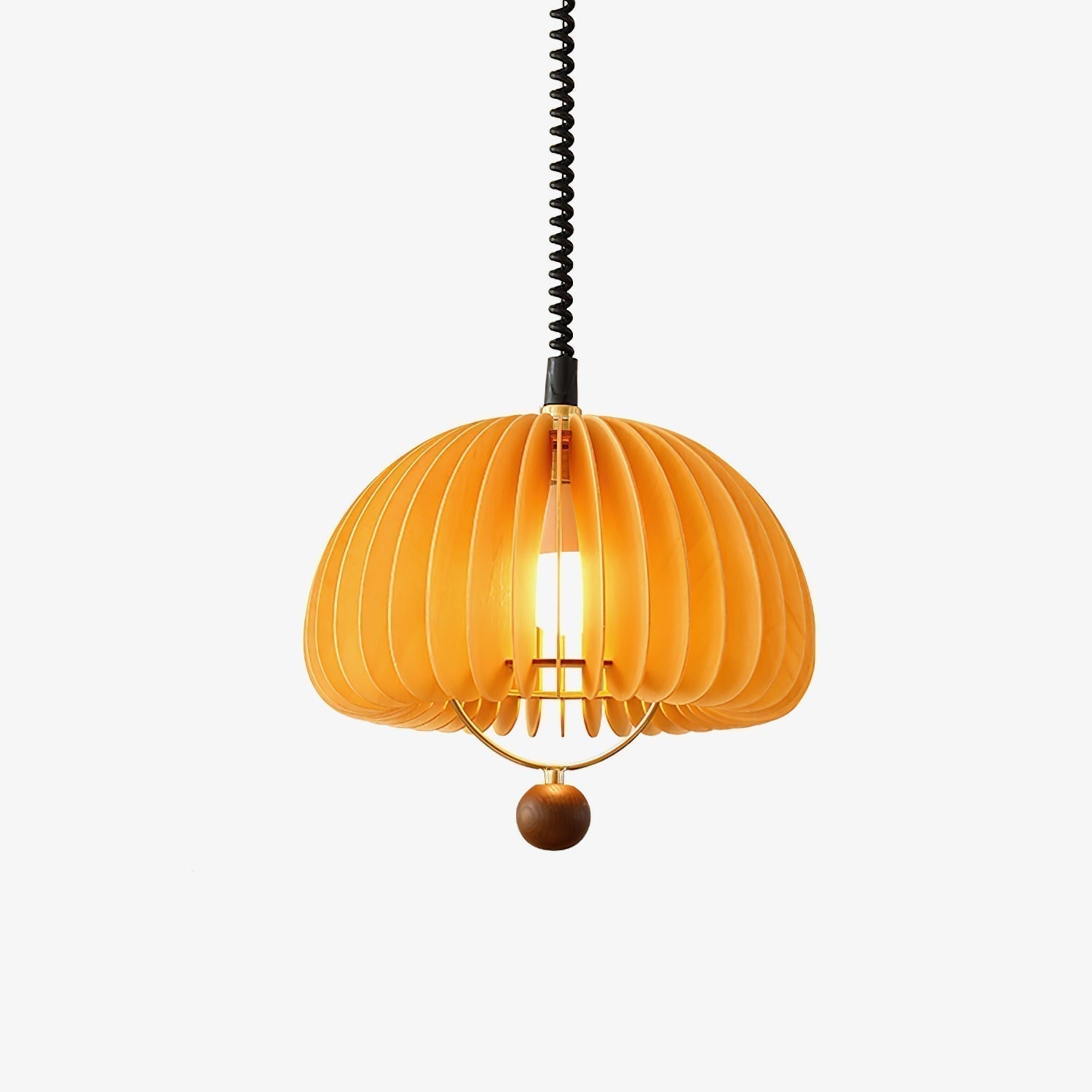 Pumpkin-Shaped Pendant Light | Adjustable Height Hanging Lamp