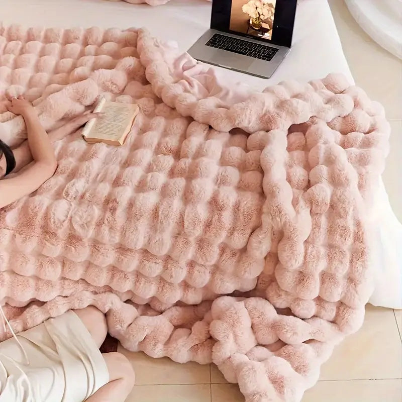 Deluxe Rabbit Faux Fur Throw – Perfect for Couch or Bed - Atelier Dubois Paris