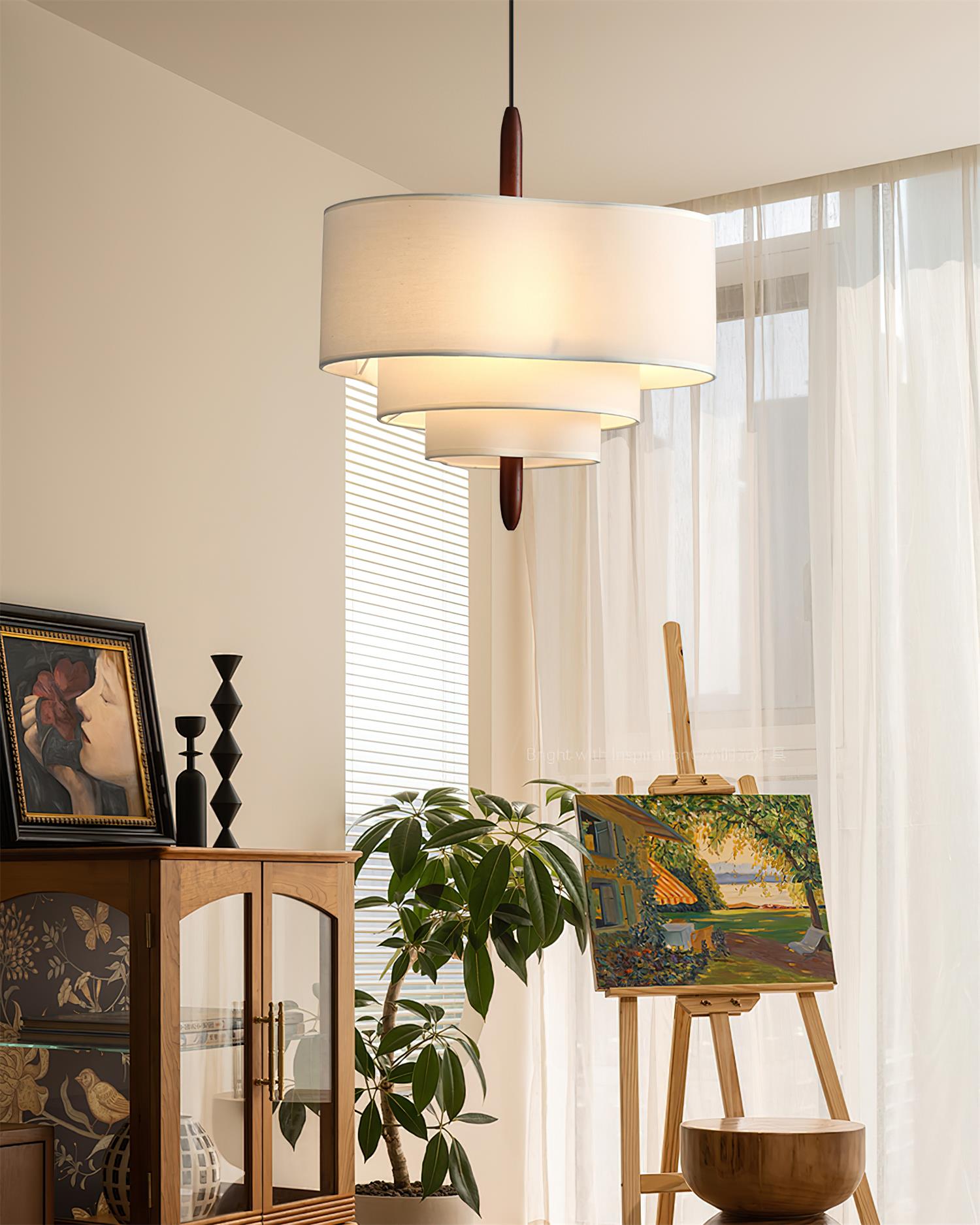 Contemporary Fabric Shade Pendant Lamp – Dimmable Lighting